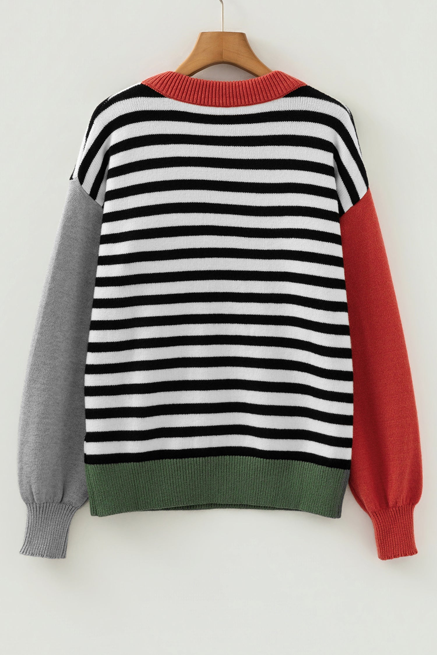 Striped Panels Colourblock Sleeve Sweater