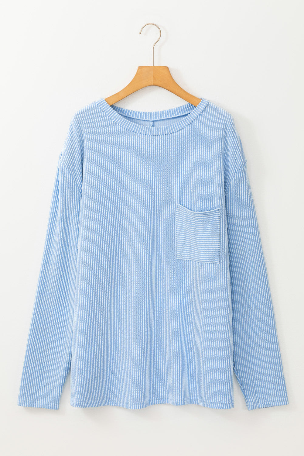 Peach Blossom Plus Size Ribbed Textured Long Sleeve T Shirt BB Fashion Outlet