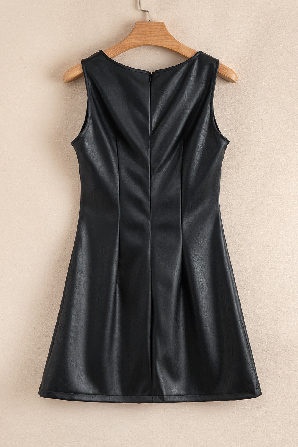 Black Faux Leather Sleeveless Mini Dress eAura