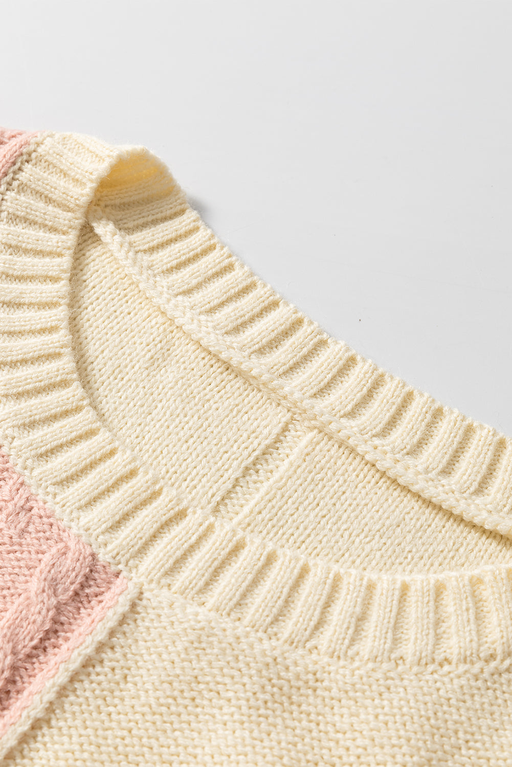 Rose Tan Colourblock Patched Pocket Drop Shoulder Sweater eAura