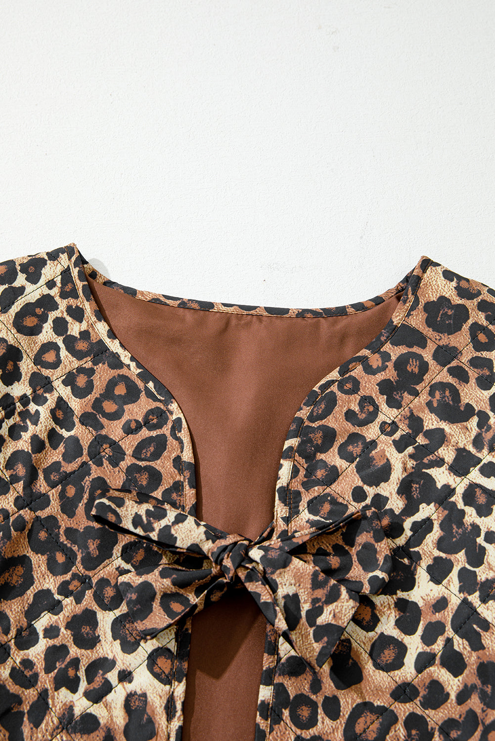 Leopard Quilted Tie Front Jacket eAura