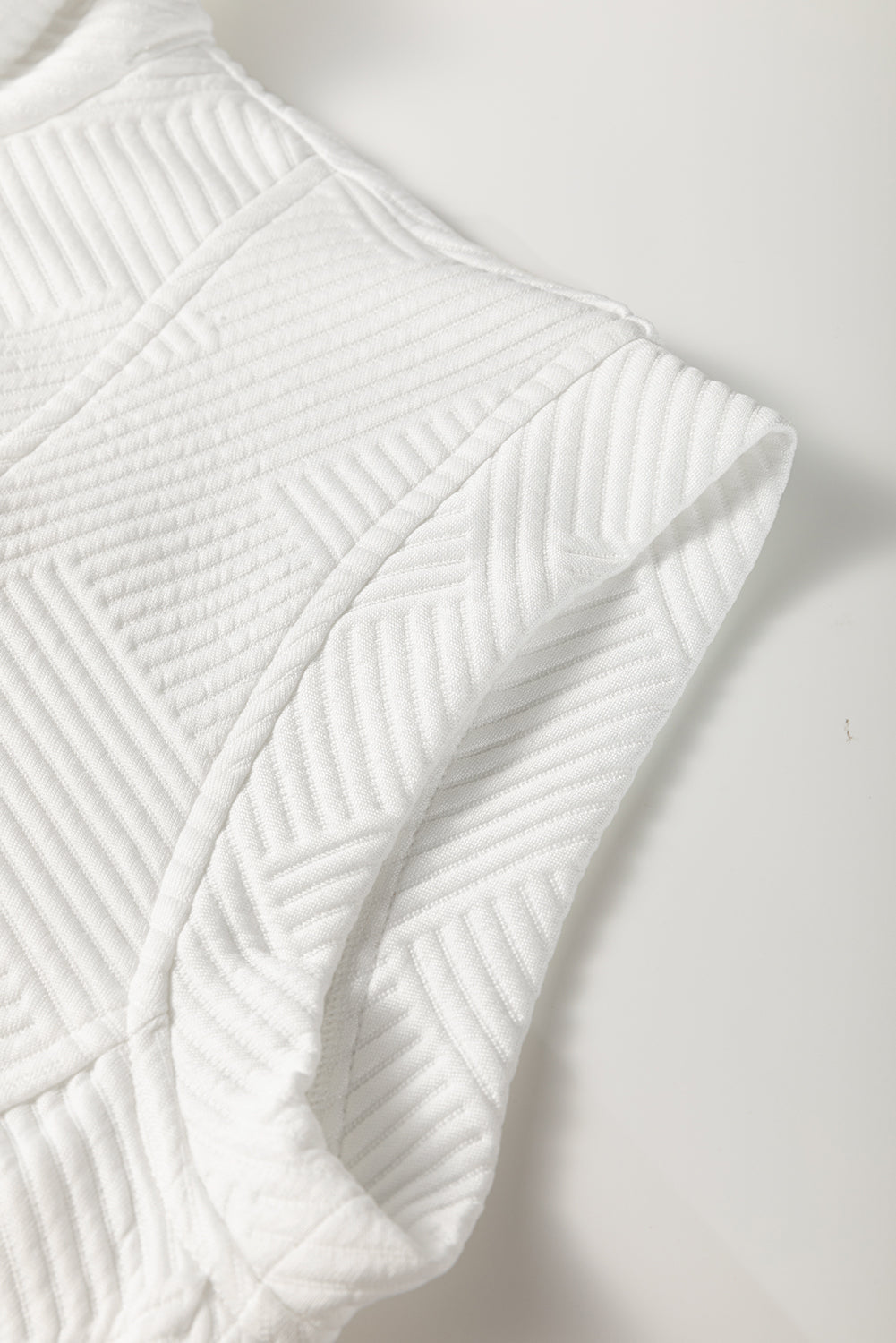 White Textured Half Zip Collared Cap Sleeve Mini Dress eAura