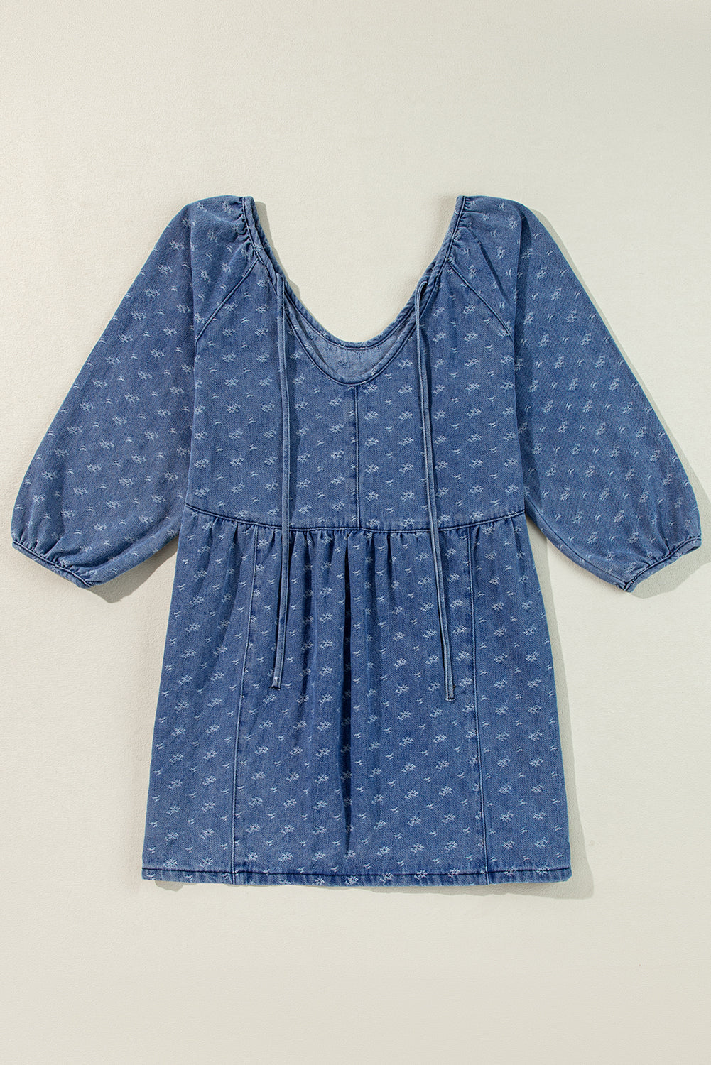 Ashleigh Blue Textured Open Back Loose Fit Denim Dress Beagle Boutique Fashion Outlet