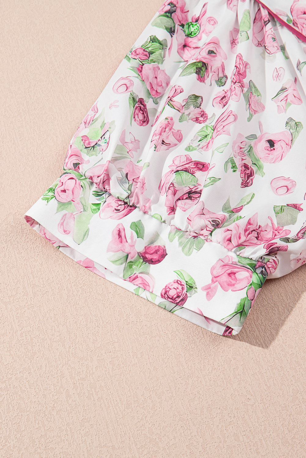 Pink Floral Split Neck Short Sleeve Loose Plus Size Mini Dress BB Fashion Outlet