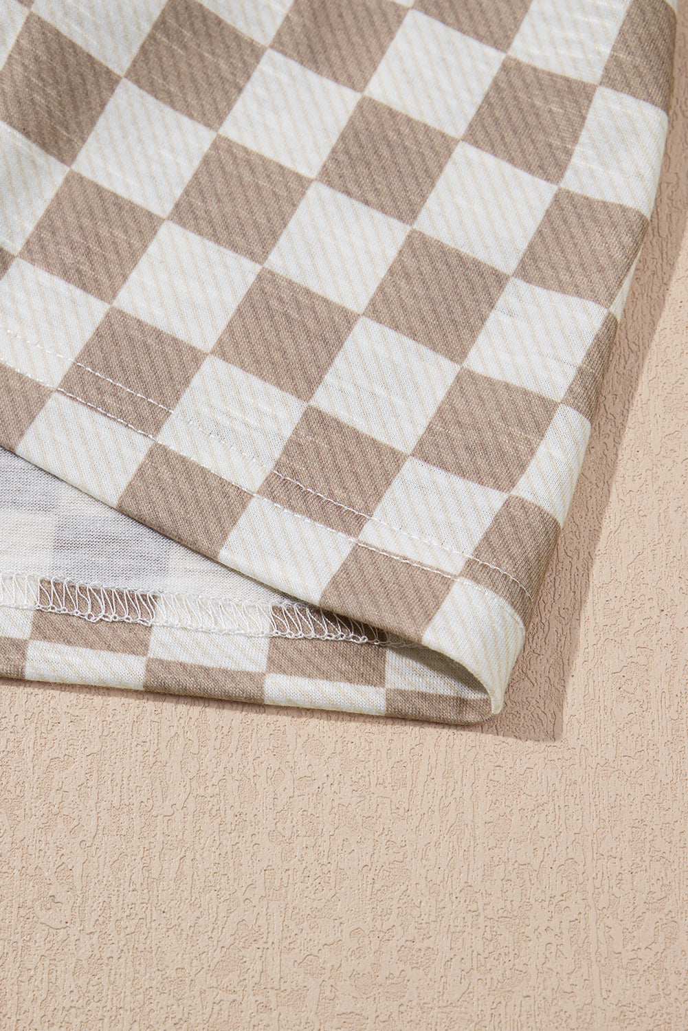 Brown Checkerboard T Shirt and High Waist Skorts 2 Piece Outfit Co-ord eAura