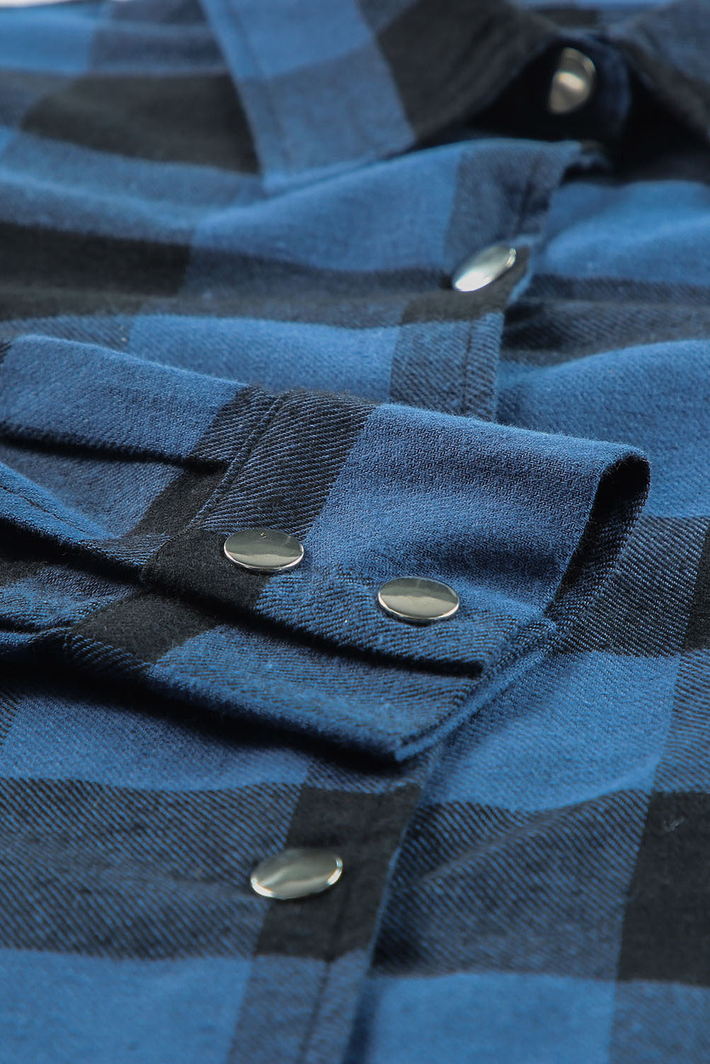 Black Turn-down Collar Plaid Shirt Coat eAura