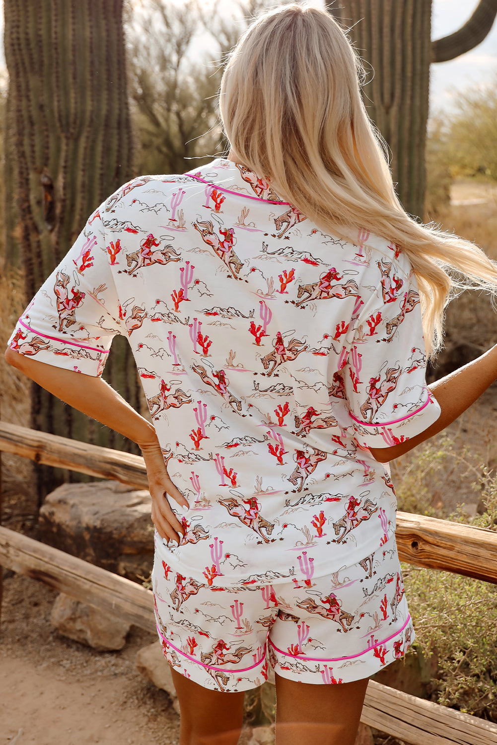 White Cowgirl Country Print Pyjamas Set eAura