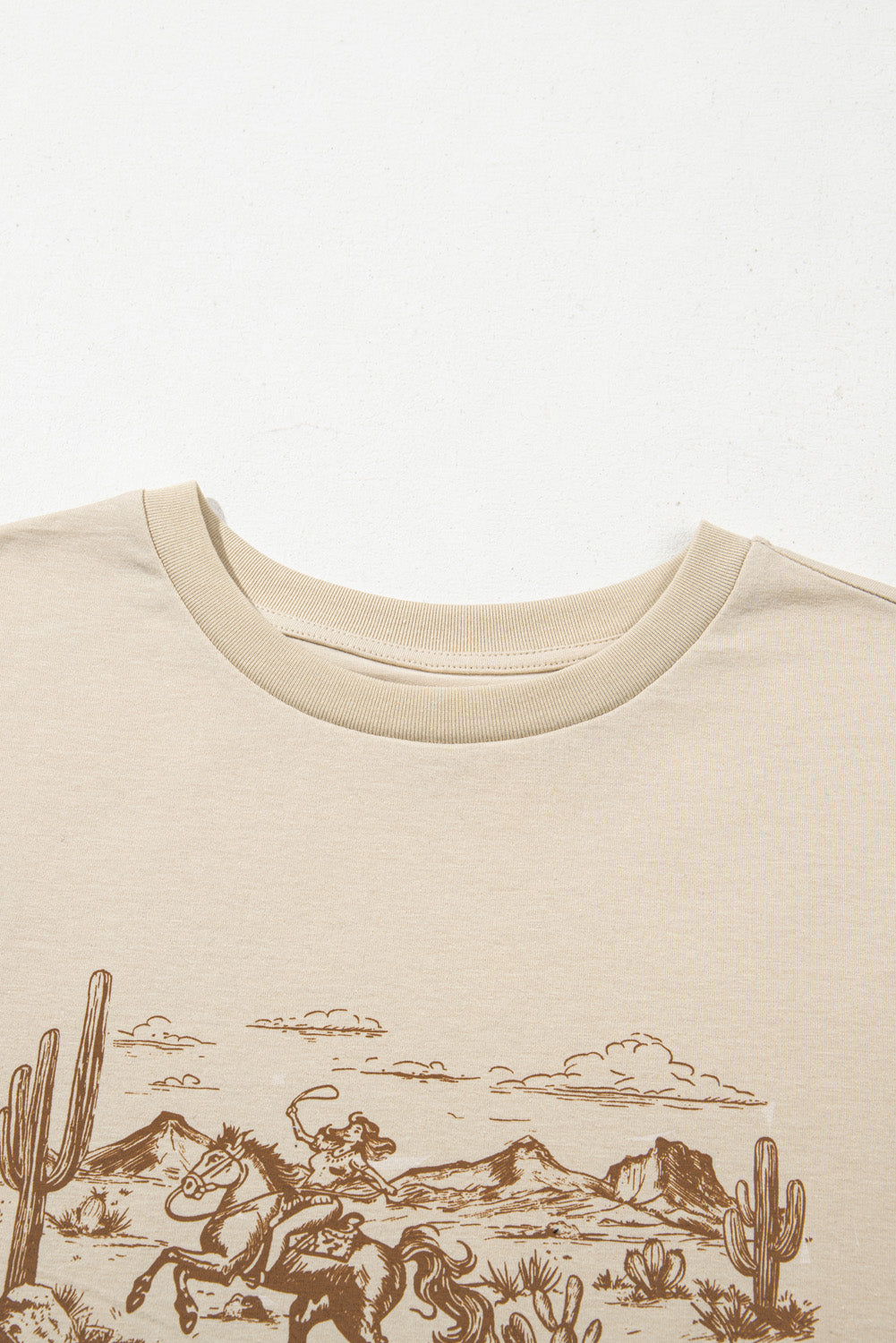Beige LIVE YOUR BEST LIFE Crew Neck Western Graphic Tee eAura