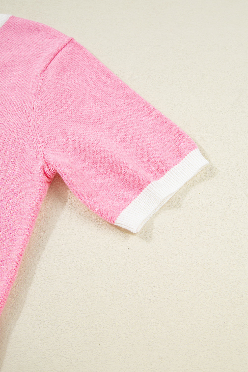 Colourblock Bow V-Shape Cut Back Short Sleeve Sweater eAura