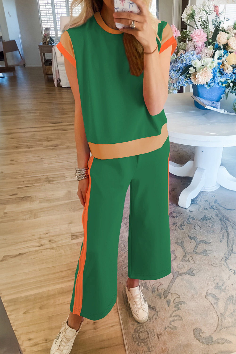 Colour Block Detail Casual Two-piece Co-ord Set Outfit
