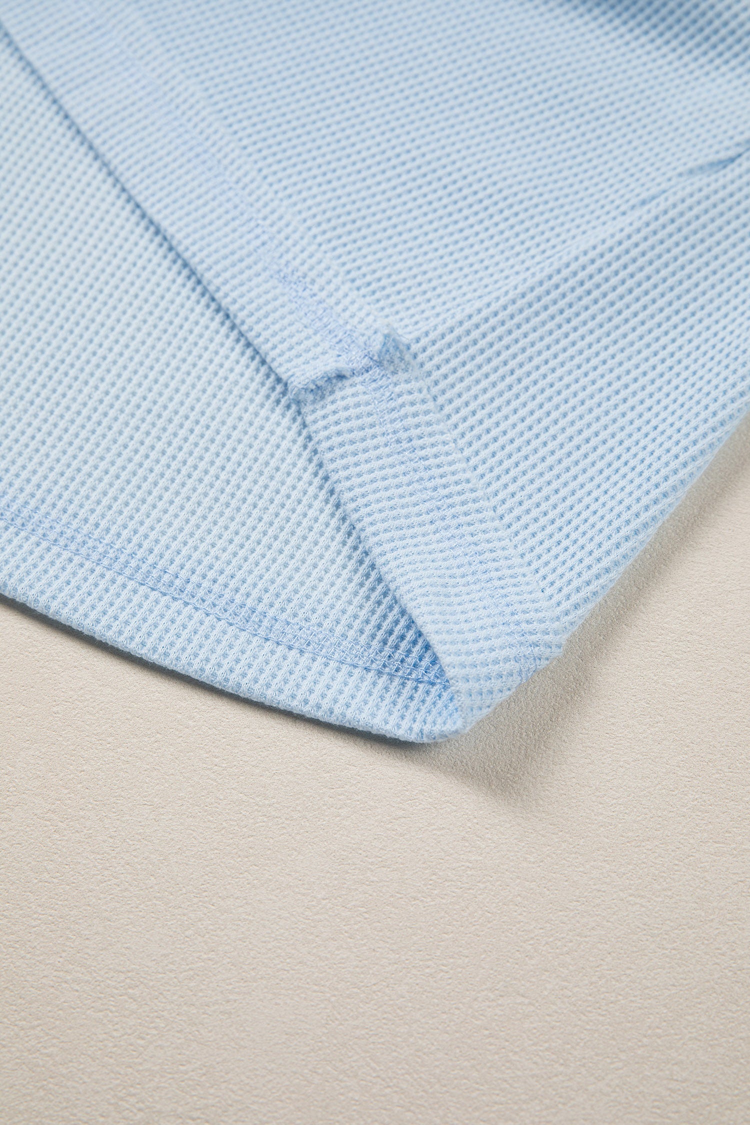 Raw Seam Waffle Knit Patchwork Casual T-Shirt