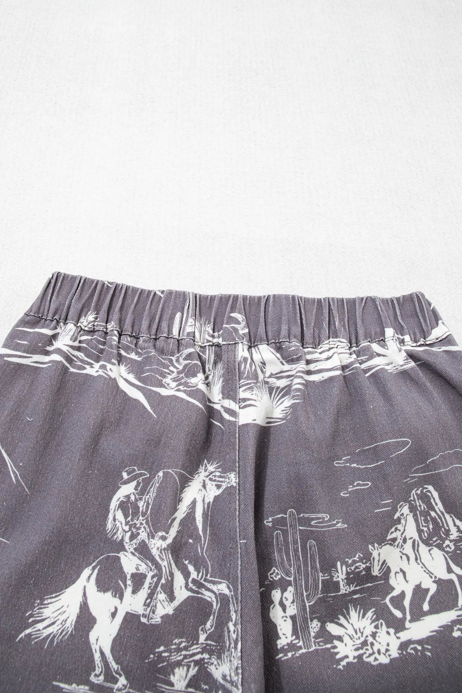 Gray Wild West Riding Vintage Printed Shift Jeans