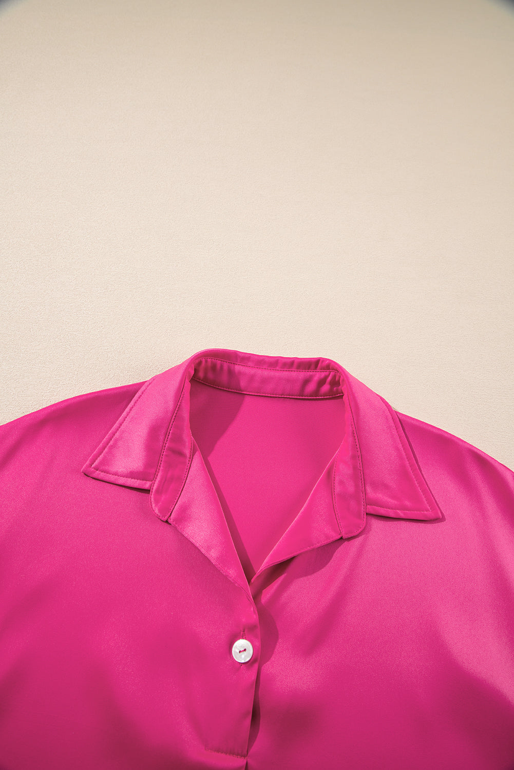 Rose Red Buttoned Collar Shift T-shirt Mini Dress eAura