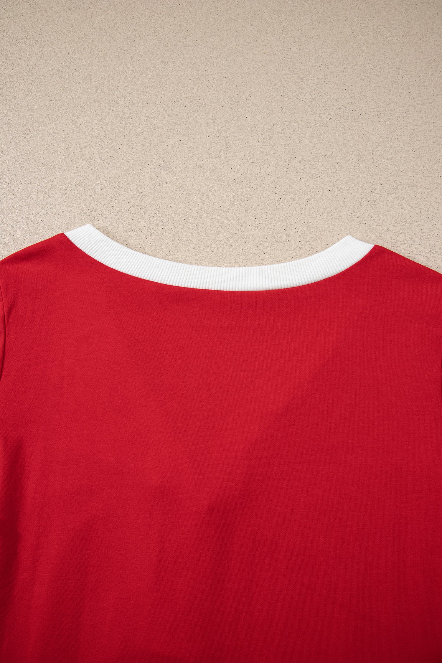 Fiery Red Contrast Trim Button V Neck Ribbon Bow Knot Waist 2pcs Lounge Pant Set - eAura