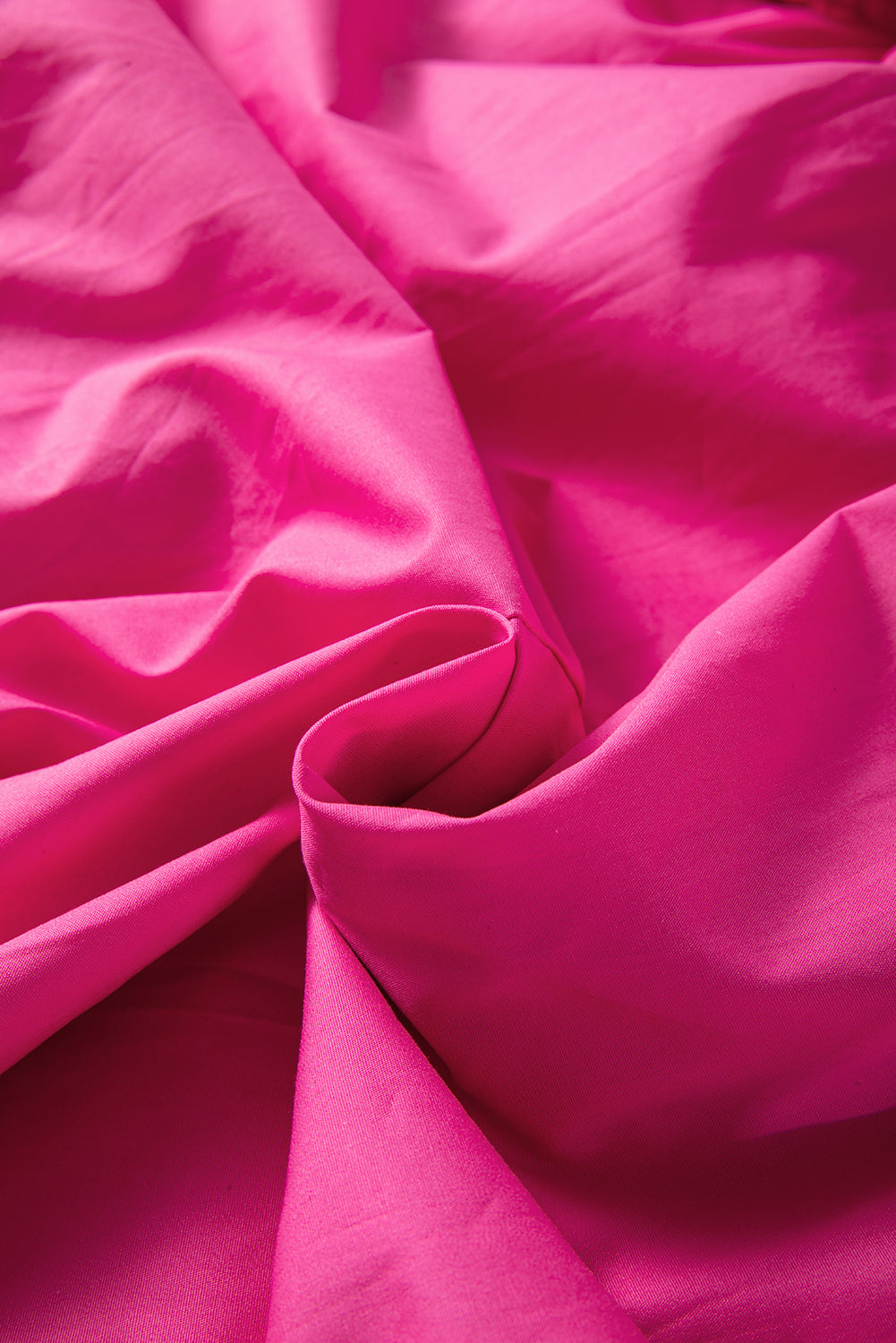 Bright Pink Solid Colour Puff Sleeve Tie Front High Waist Mini Dress eAura