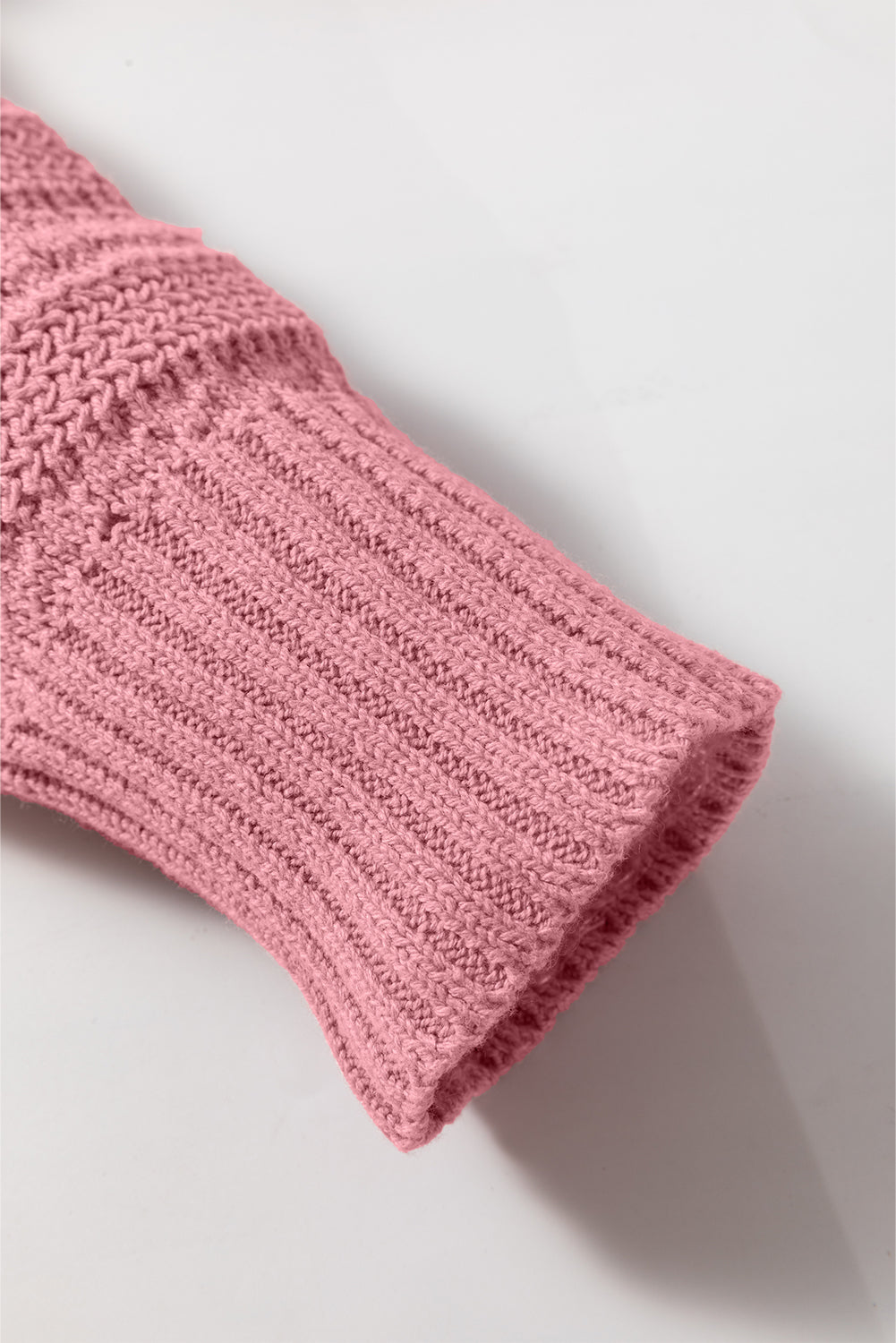 Peach Blossom Pointelle Knit Raglan Sleeve Hooded Sweater eAura