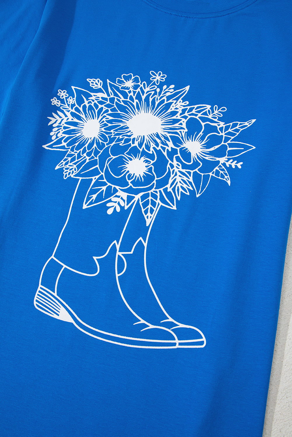 Blue Sunflower Boots Graphic Western Fashion T Shirt eAura