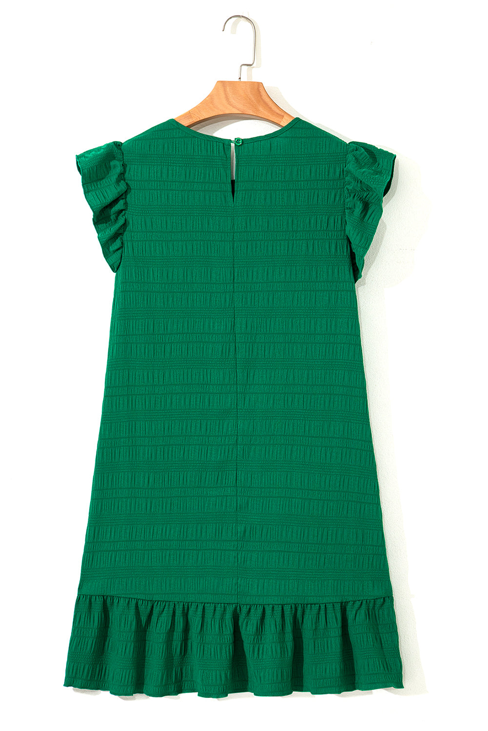 Textured Flutter Sleeve Ruffled Mini Dress eAura