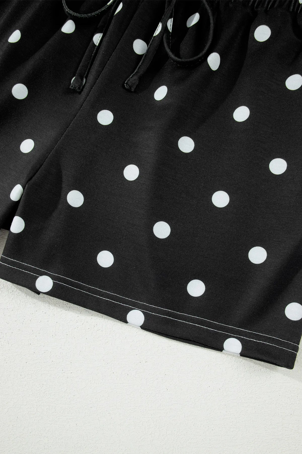 Polka Dot Short Sleeve Loose Top Drawstring Shorts Set – Pink