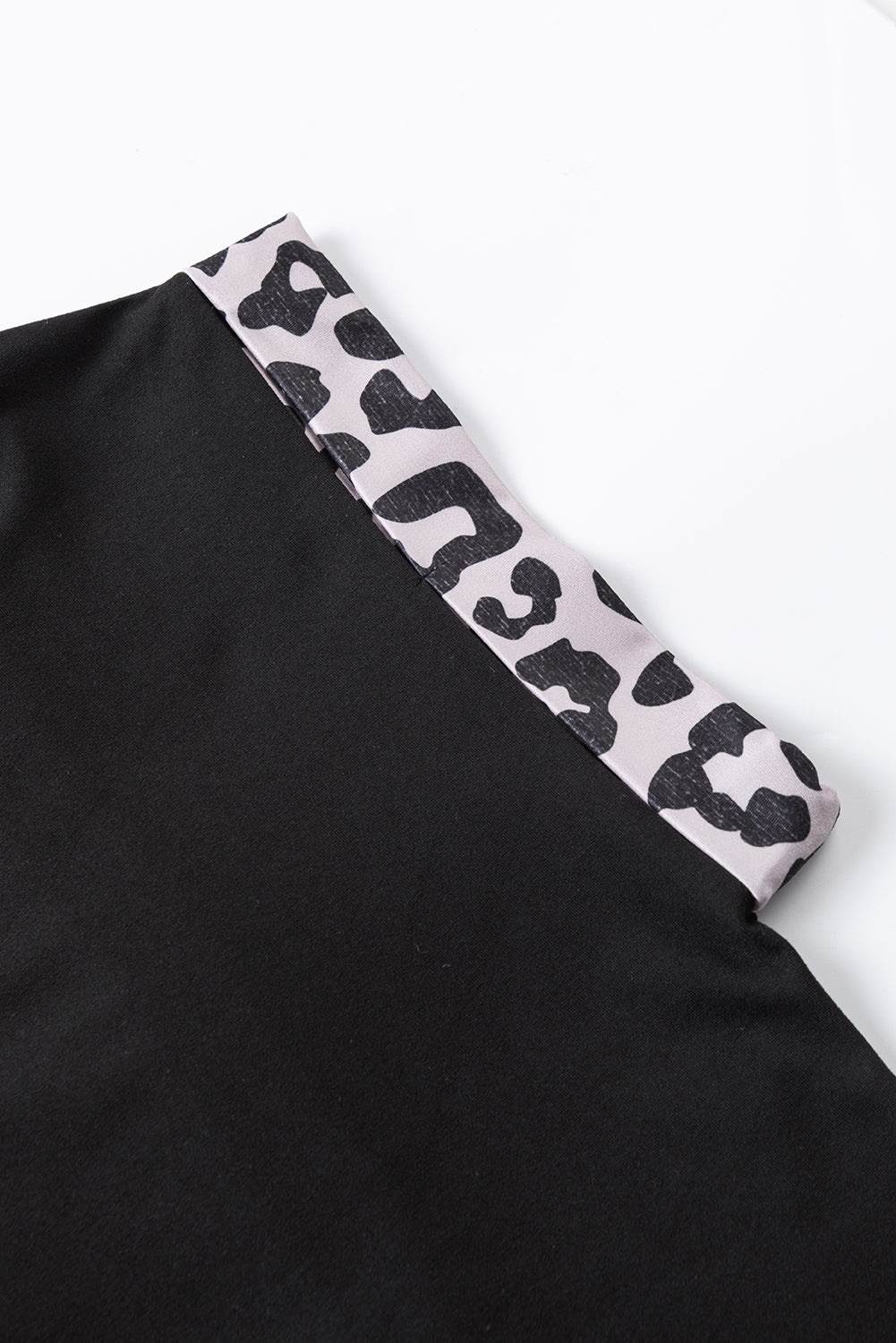 Black Half Leopard Patchwork Plus Size T-shirt BB Fashion Outlet