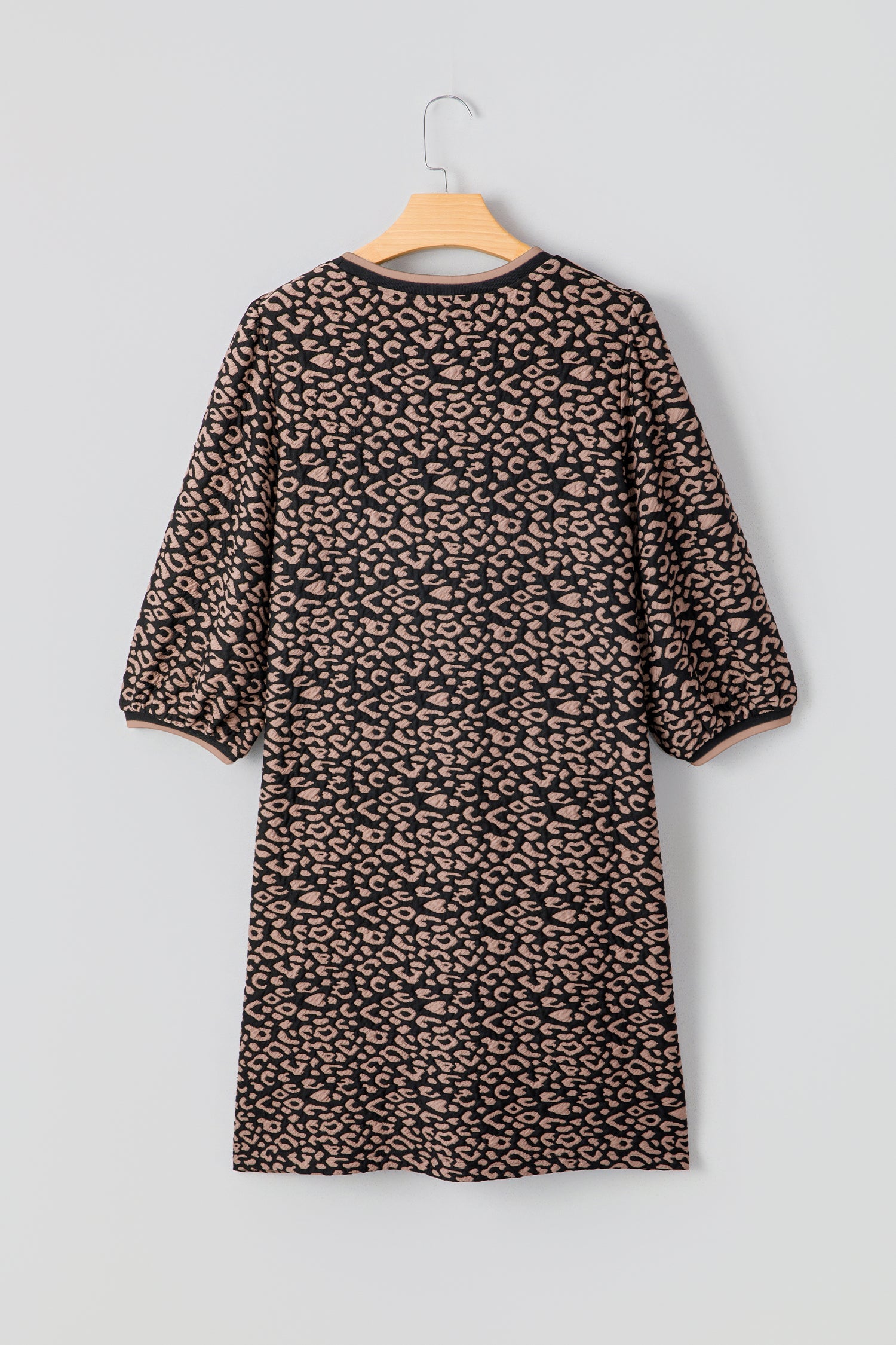 Leopard Print Bubble Sleeve Shift Mini Dress - eAura