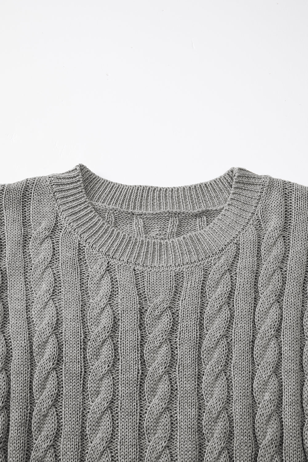 Black Crew Neck Cable Knit Short Sleeve Sweater eAura