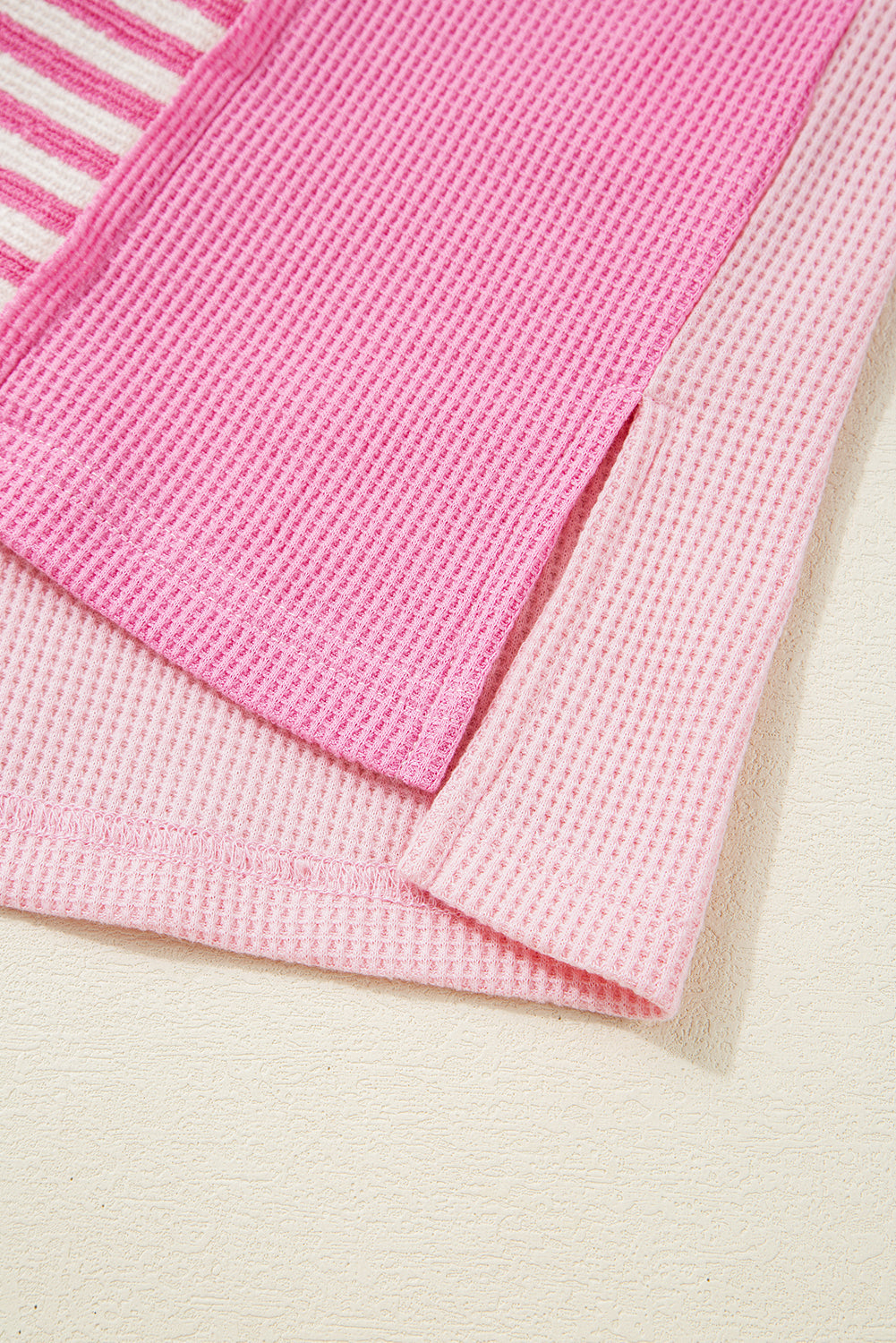Pink Stripe Color Block Patchwork Loose Half Sleeve T Shirt BB Fashion Outlet