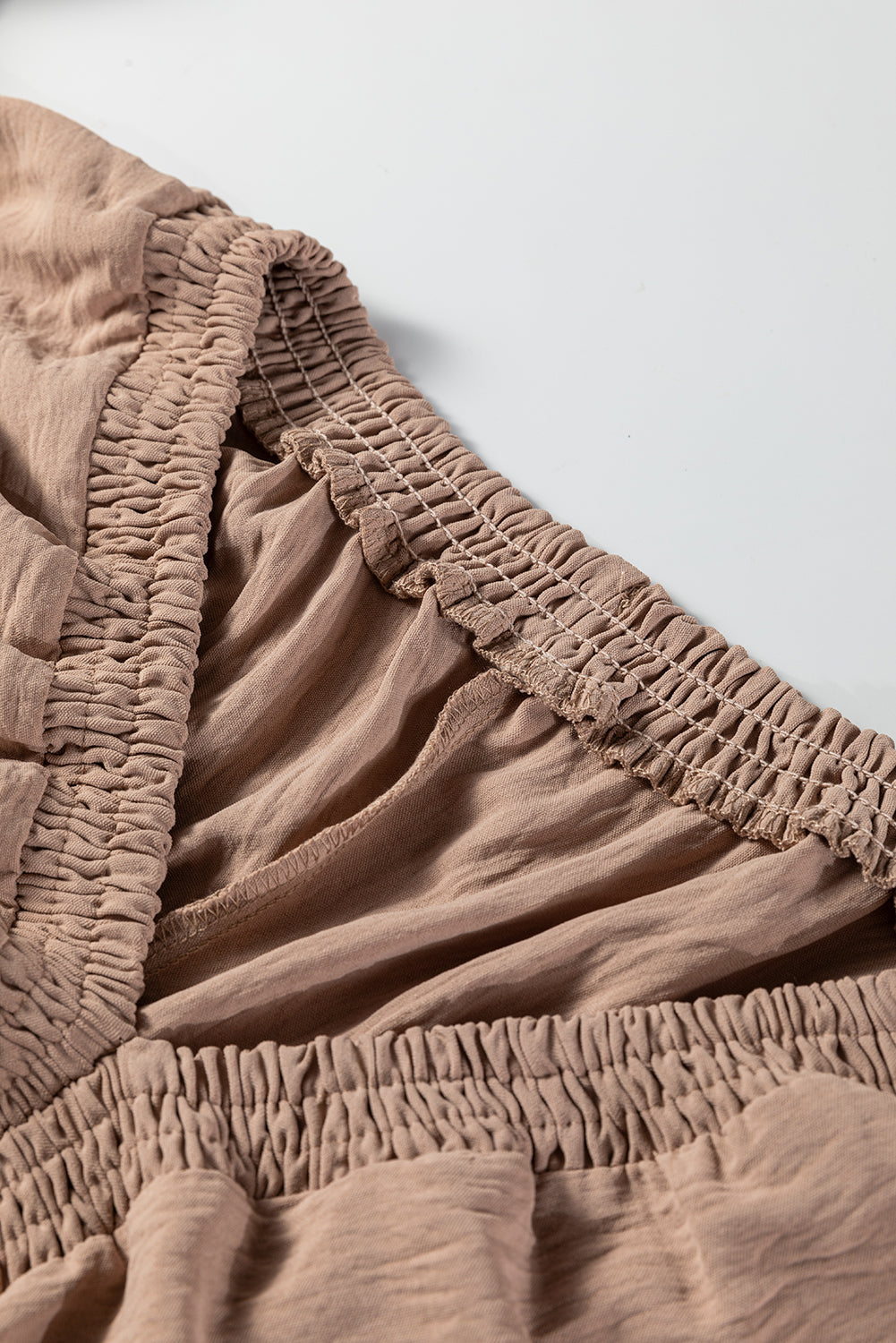 Deep V-Neck Bubble Sleeve Smocked Mini Dress - eAura