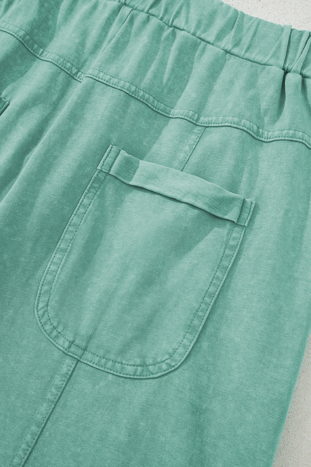 Mineral Wash Exposed Seam Drawstring High Waist Wide Leg Cargo Trousers eAura