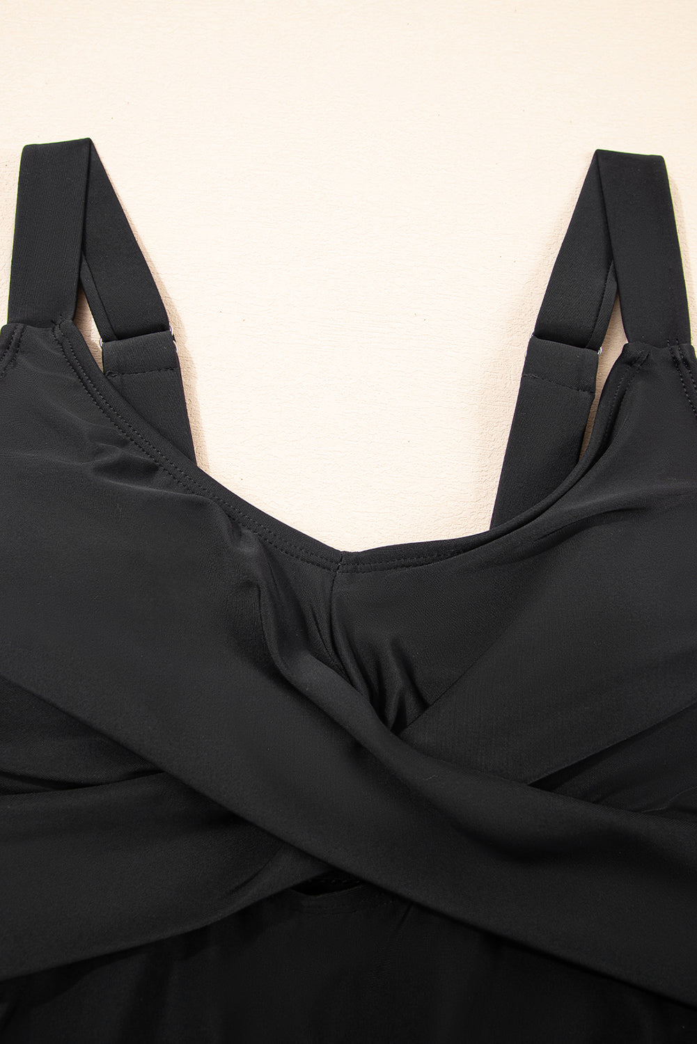 Black Adjustable Straps Cutout Ruched Knot Slit One Piece Swim Dress BB Fashion Outlet