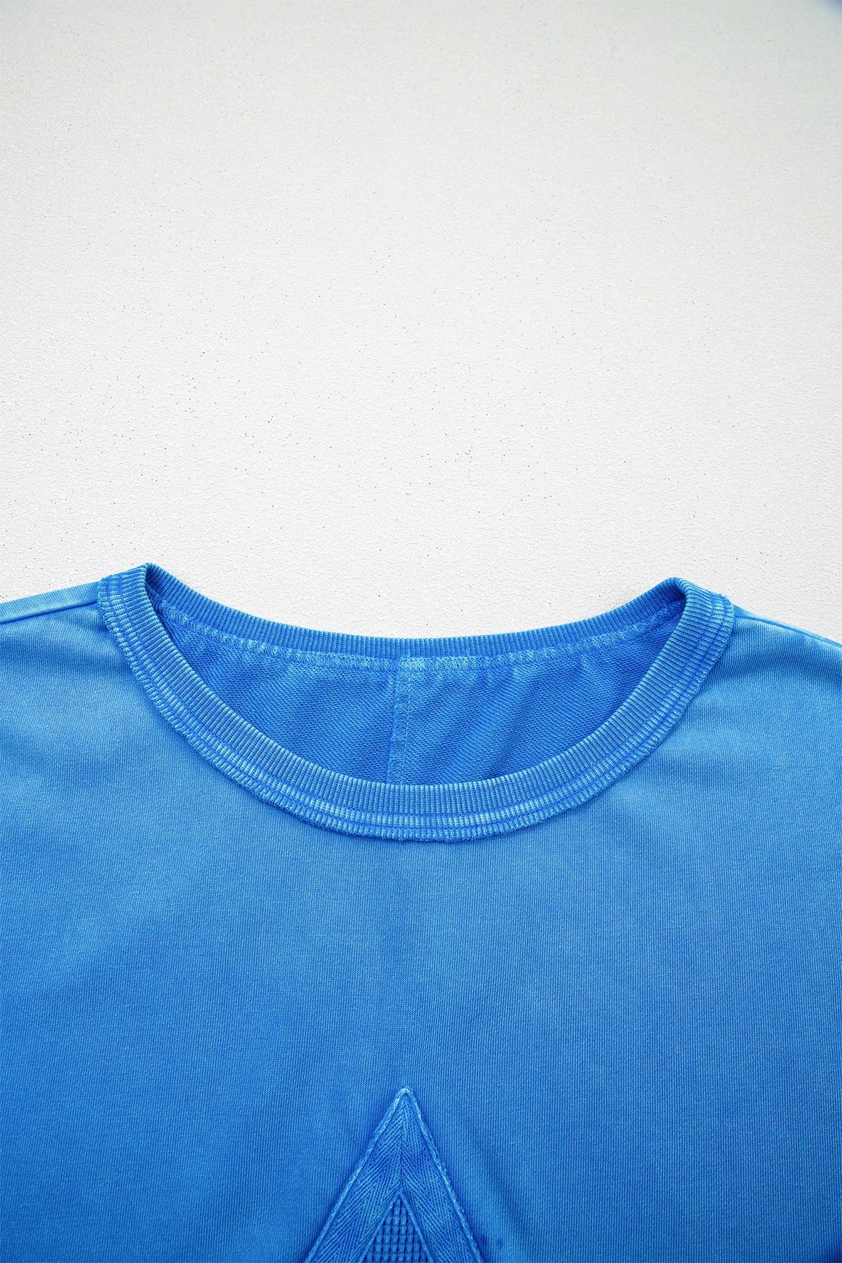 Mineral Wash Star Mesh Patchwork Oversize Tee – Blue