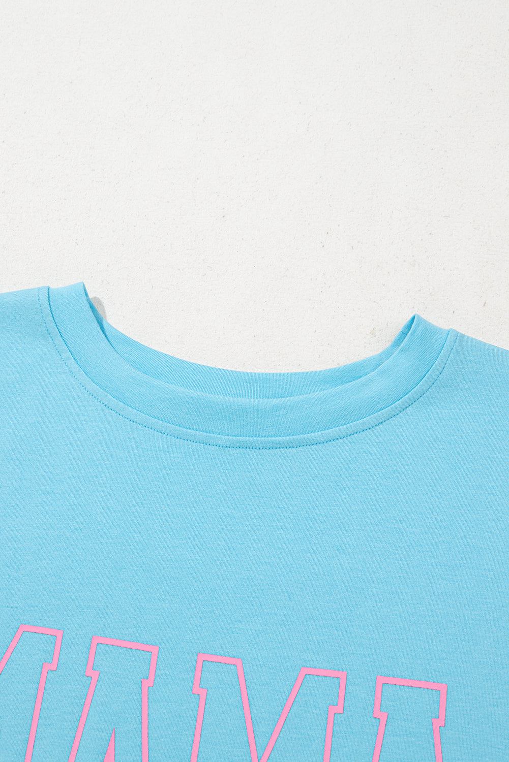 Light Blue MAMA Letter Graphic Neon T Shirt - eAura
