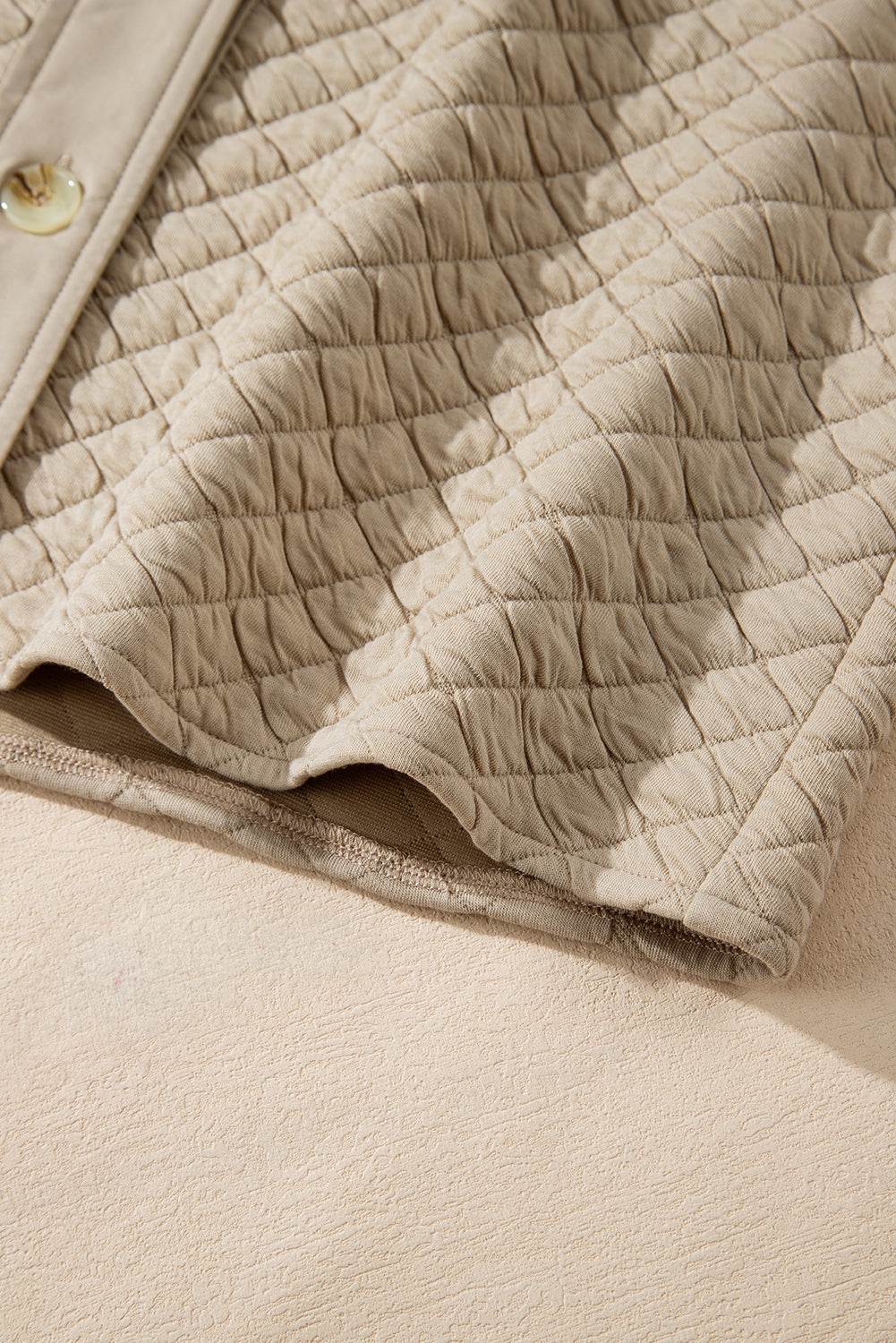 Jet Stream Solid Colour Quilted Puffer Buttoned Shacket eAura