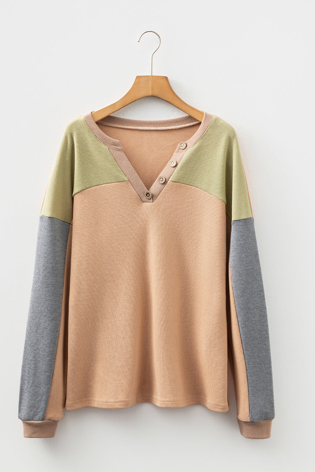 Textured Drop Shoulder Henley Top eAura