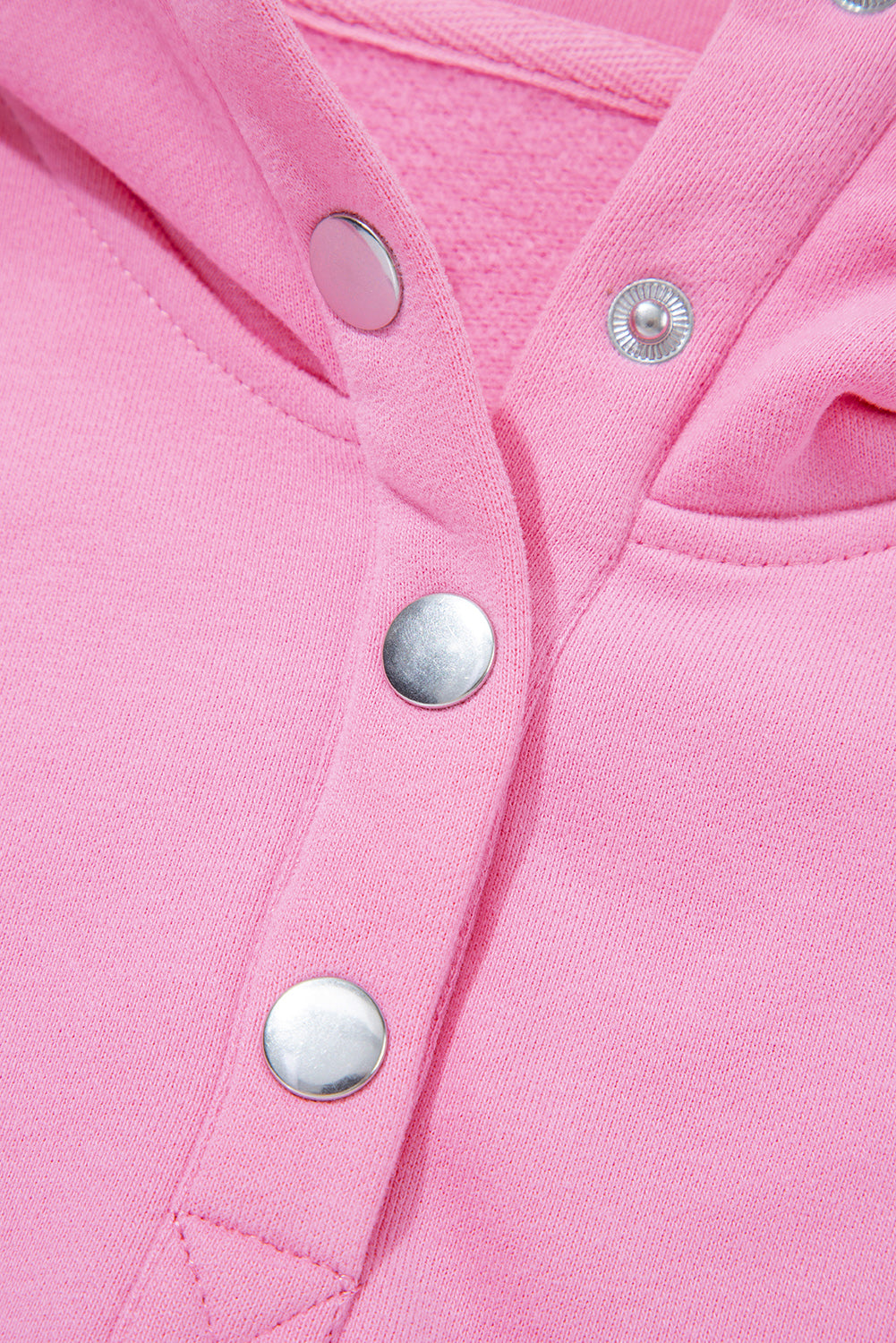 Embroidered Flower Patchwork Snap Buttons Pullover Sweatshirt - eAura