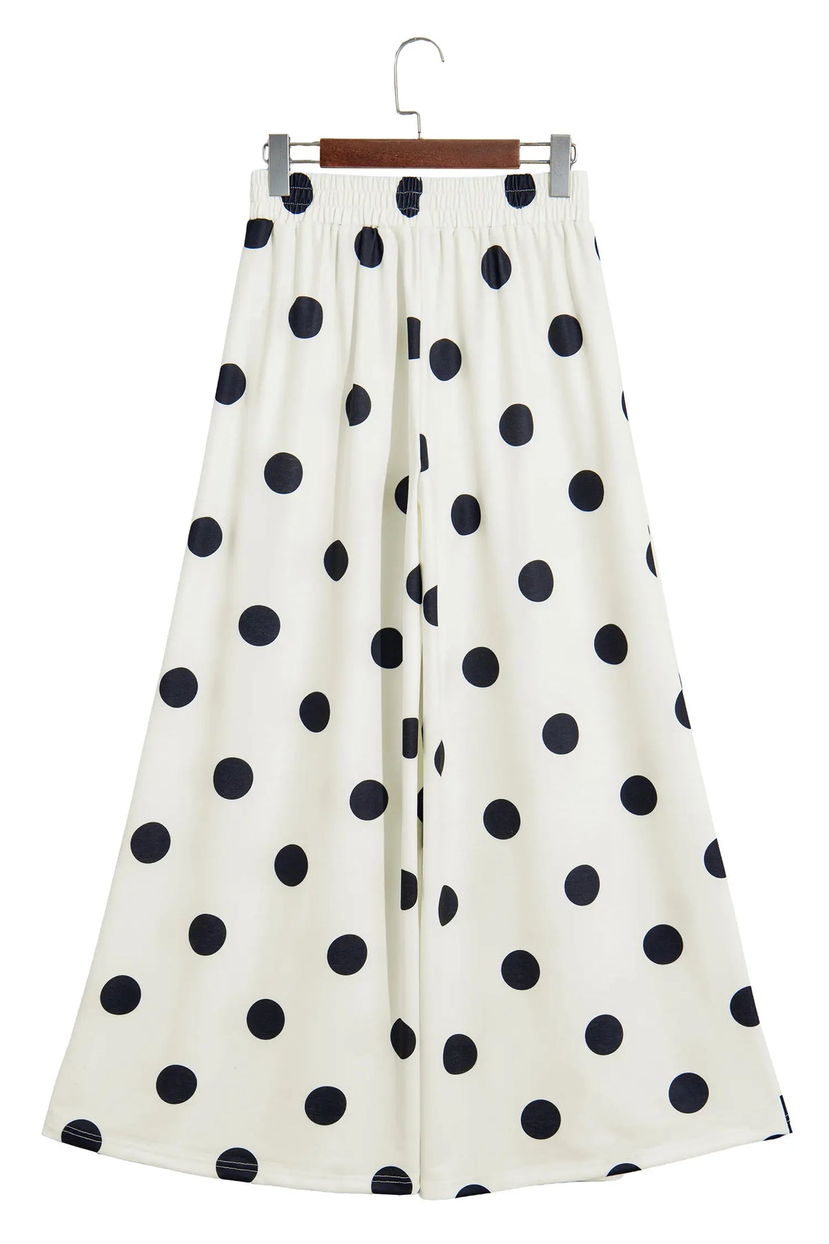 Sky Blue Polka Dot Wide Leg Elastic Waist Casual Pants – Light Blue