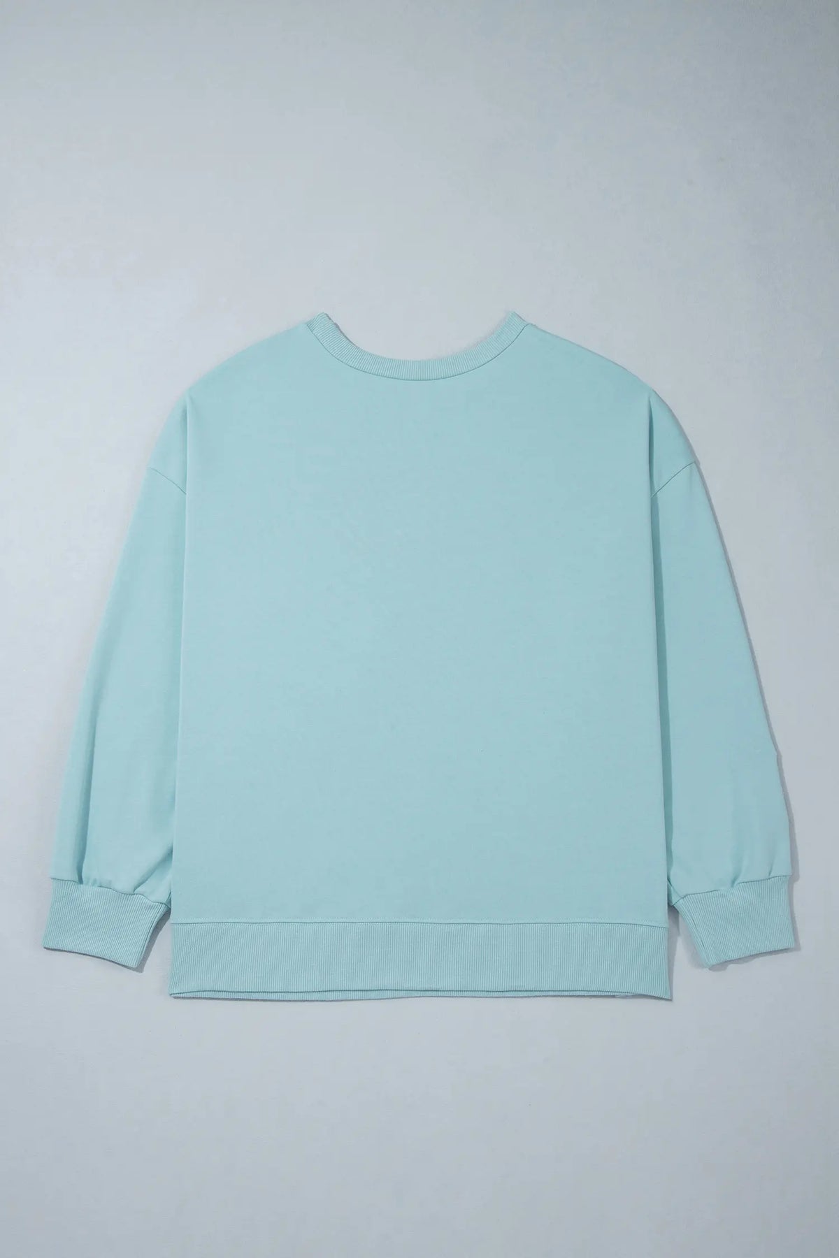 Letter Print Round Neck Loose Fit Long Sleeve Plus Size Sweatshirt – Haze Blue