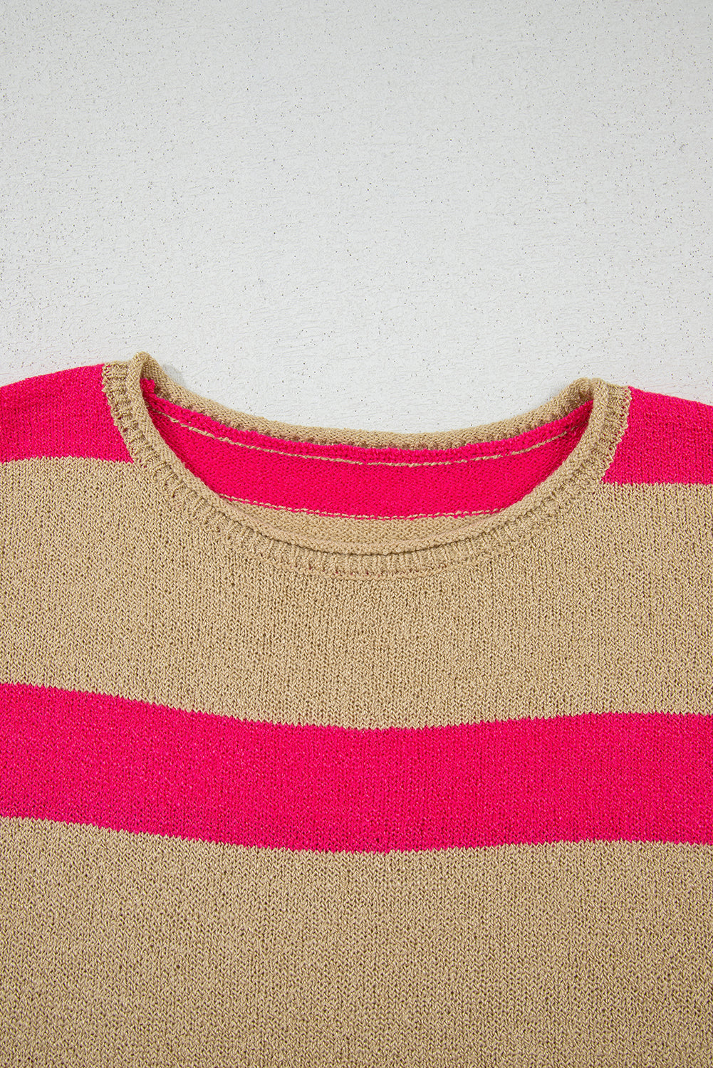 Pink Stripe Short Sleeve Lightweight Sweater eAura