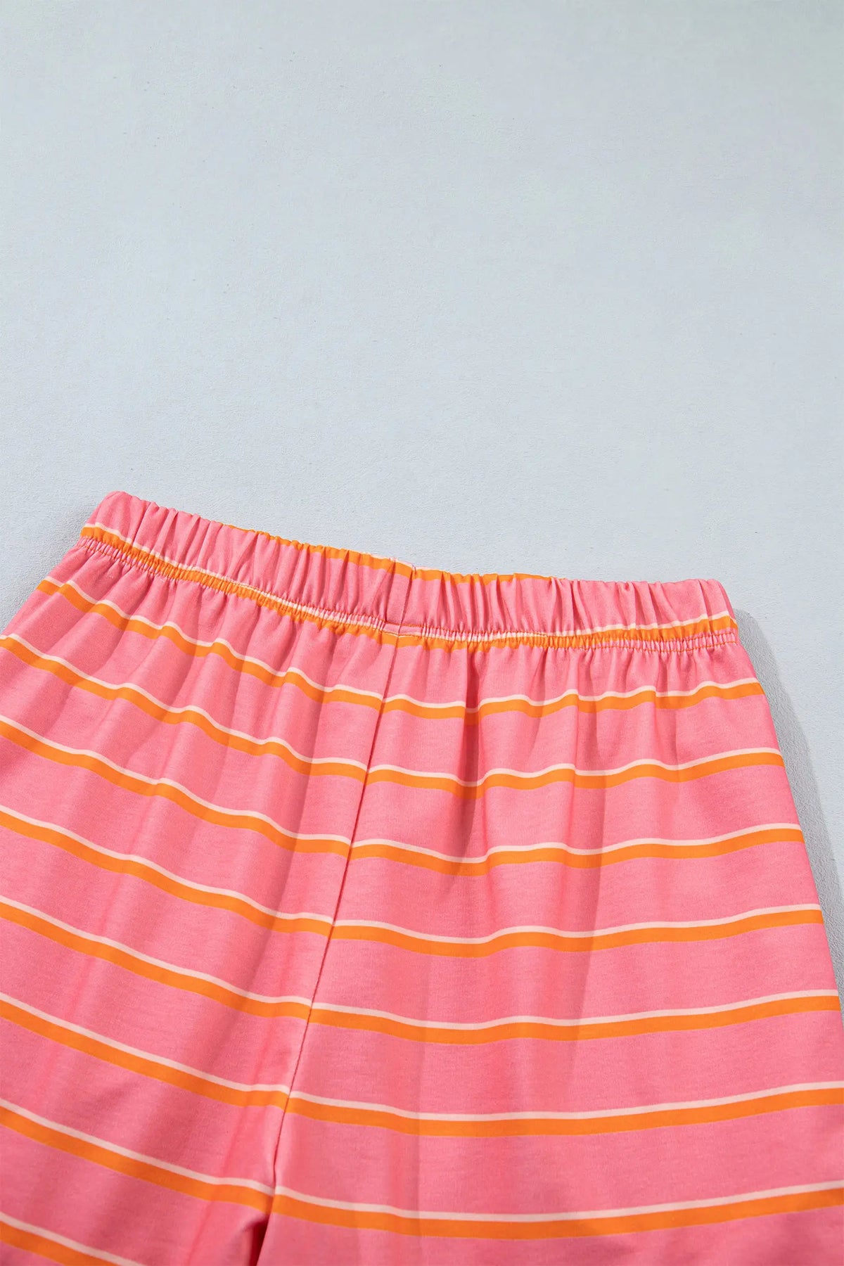 Colour Block Trim Long Sleeve Pullover Pocketed Shorts 2pcs Set – Rose Stripe