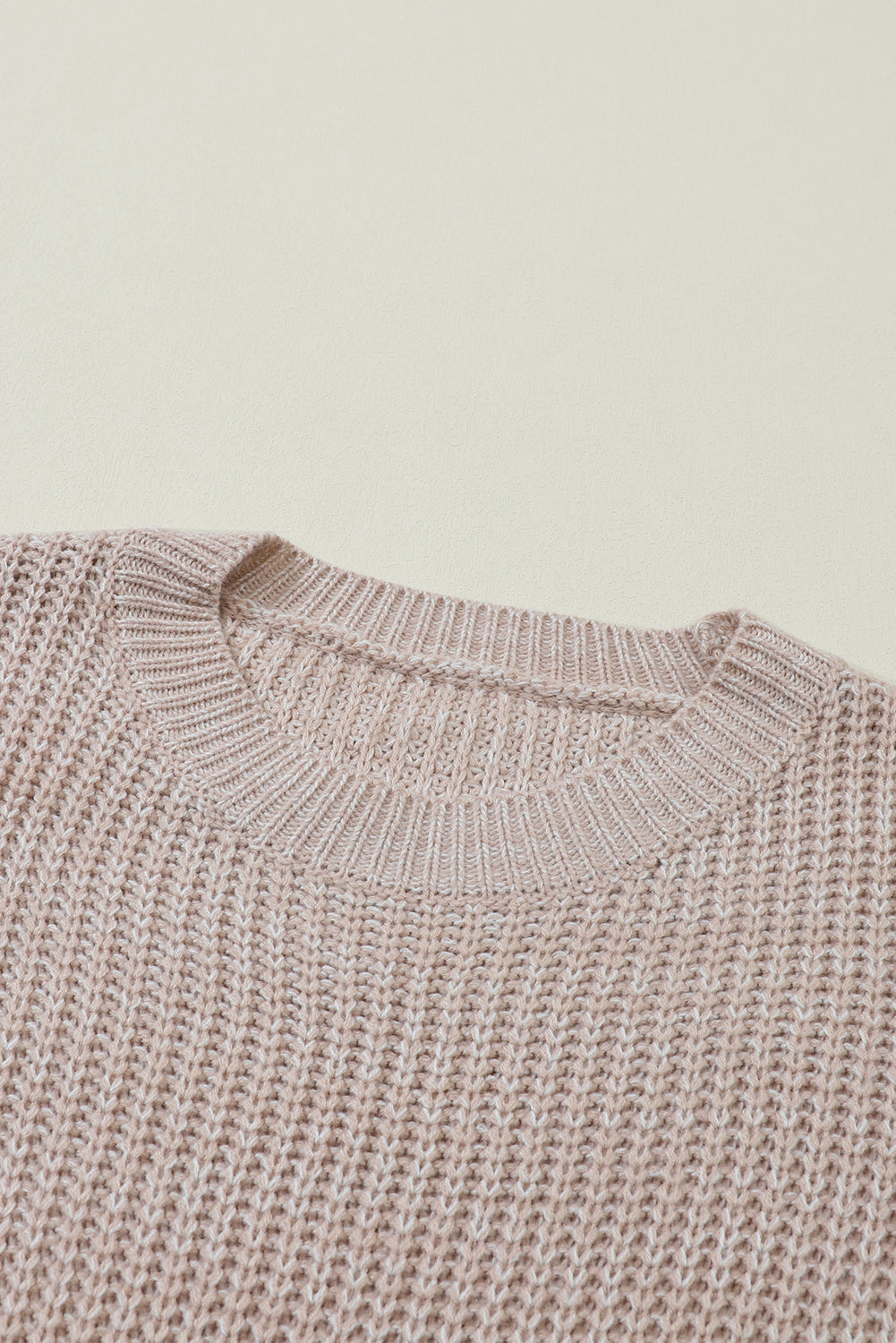 Parchment Cable Knit Sleeve Drop Shoulder Sweater eAura