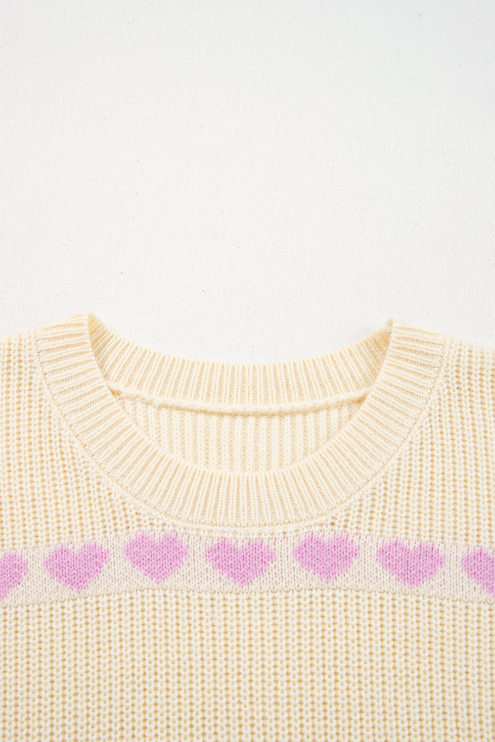 Heart Pattern Rib Knit Sweater - eAura