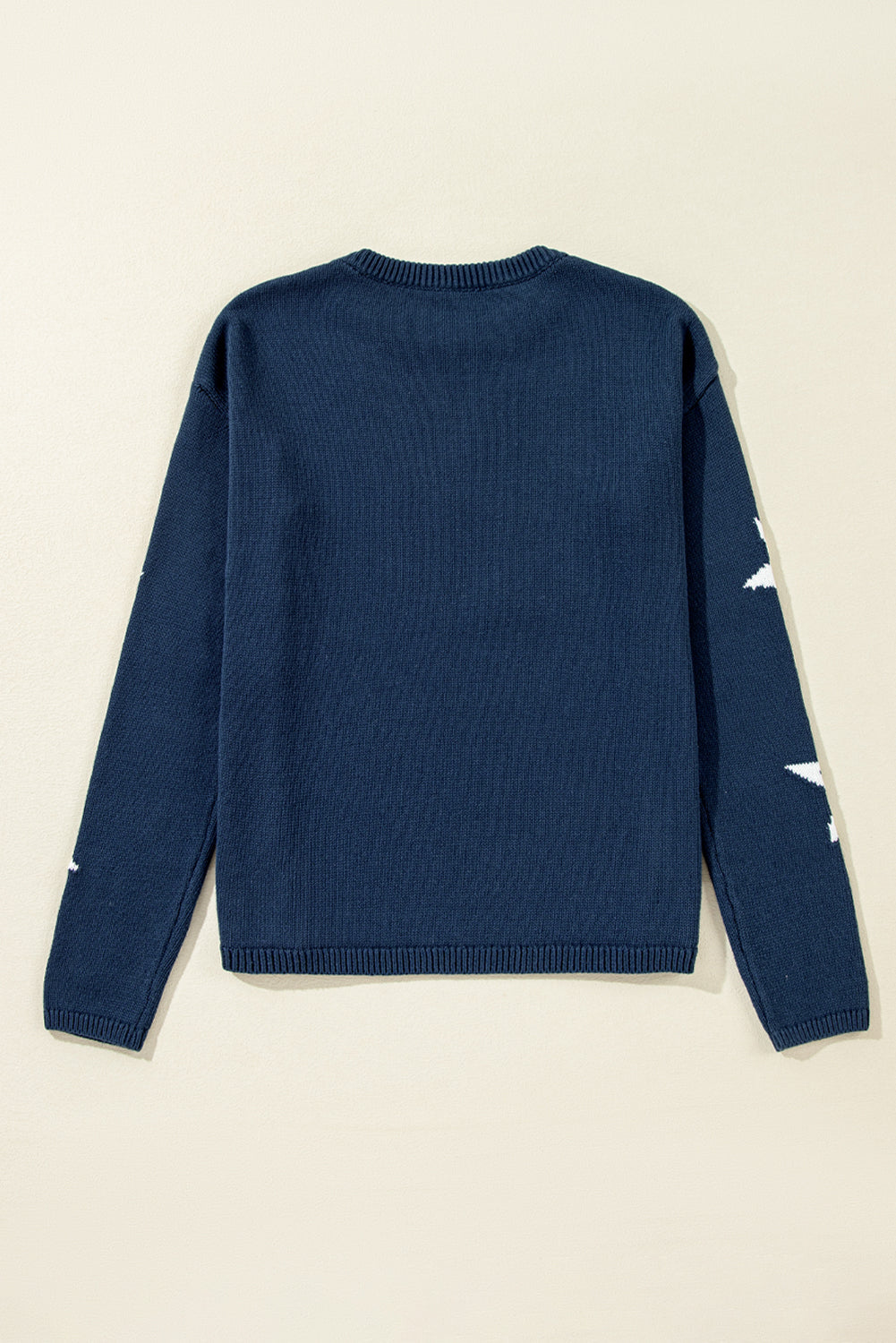 Sail Blue Star Pattern Drop Shoulder Knitted Sweater eAura