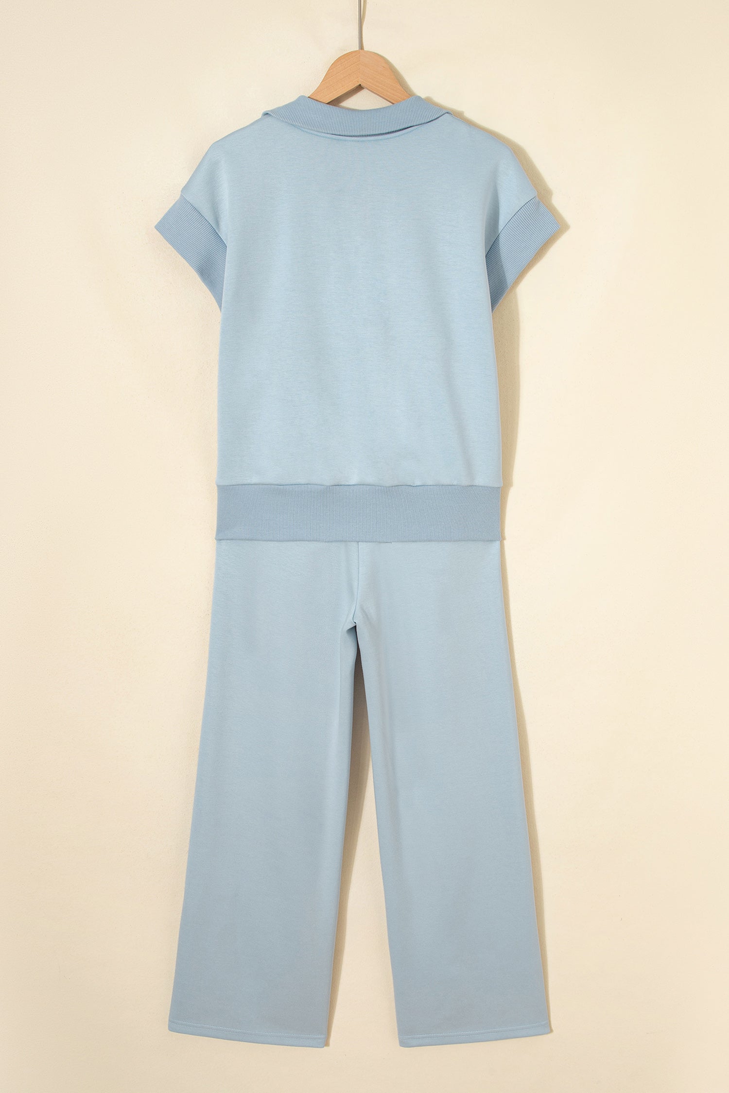 Half Zip Polo Tee Casual Trousers Co-ord Set