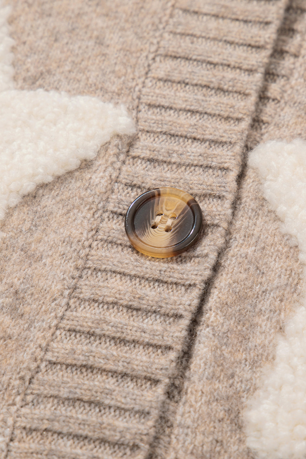Sherpa Star Pattern Textured Sweater Cardigan with Pockets eAura