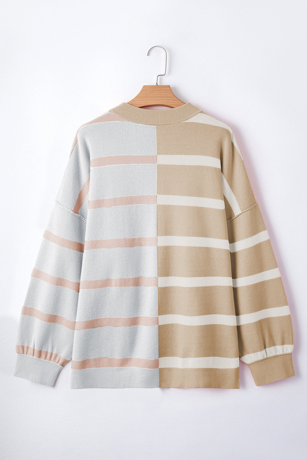 Pink Stripe Colourblock Oversized Sweater eAura