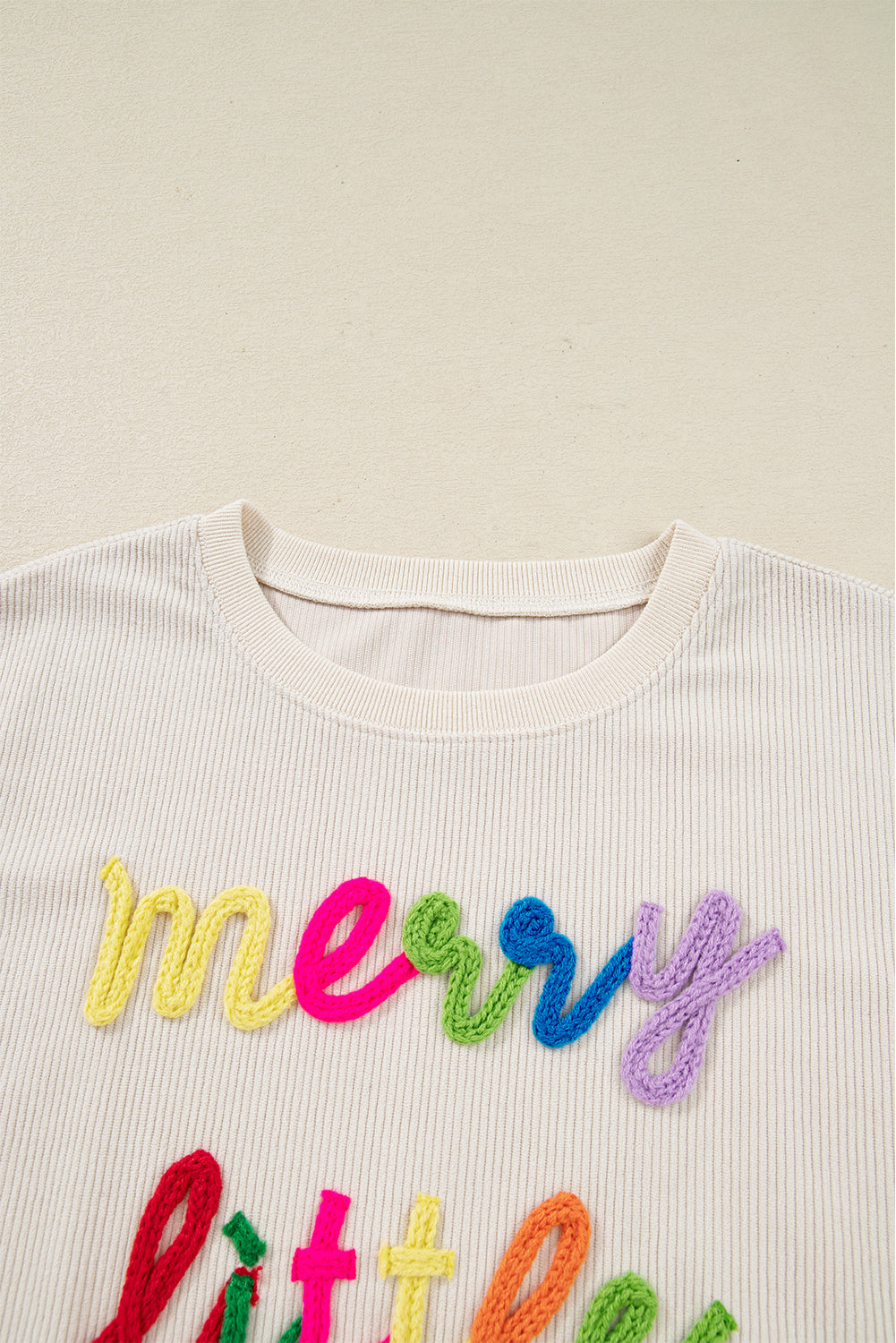Merry Little Thing Corded Letter Graphic Ribbed Loose Sweatshirt - Tops/Sweatshirts & Hoodies