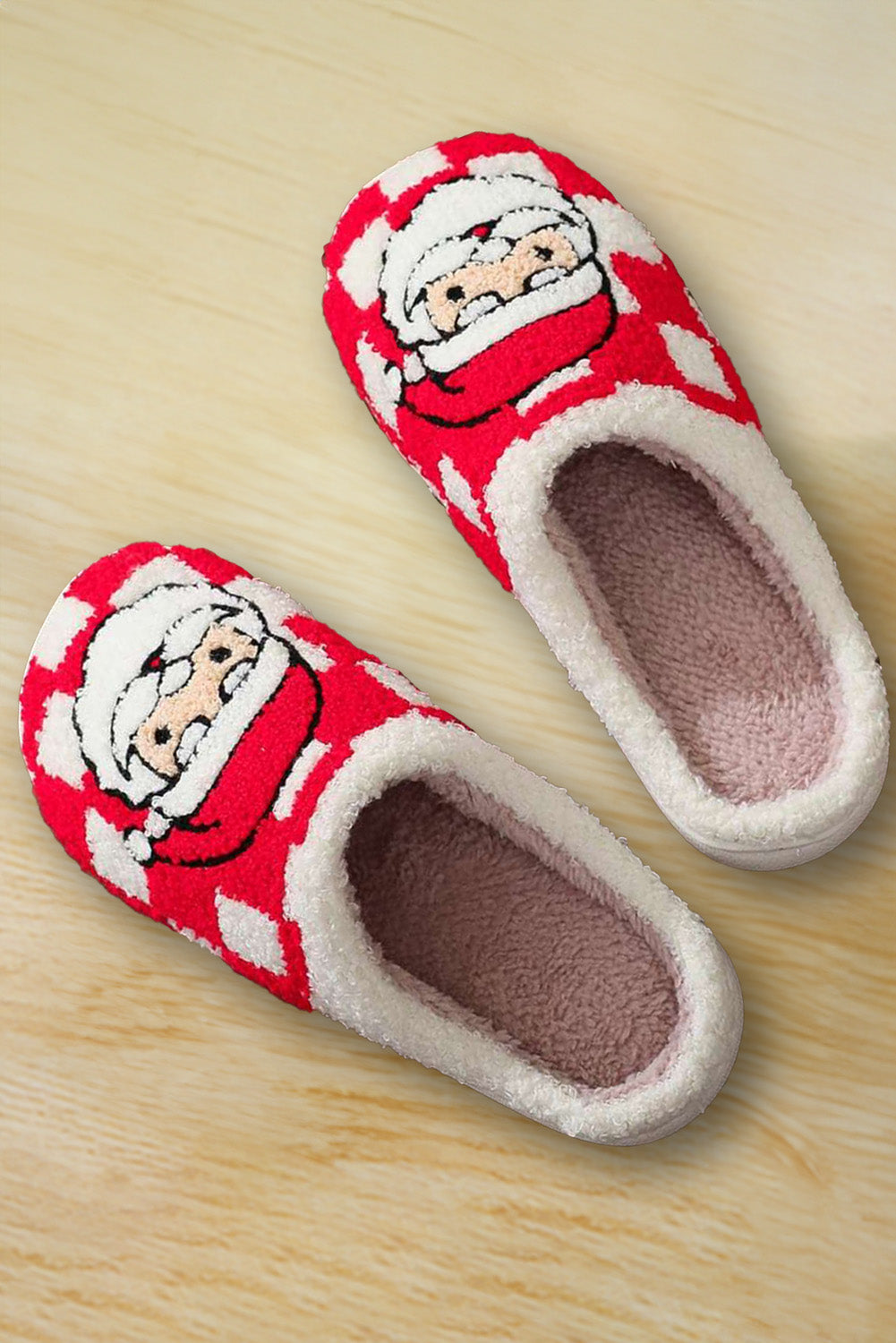 Checkered Santa Claus Graphic Plush Home Slippers - eAura