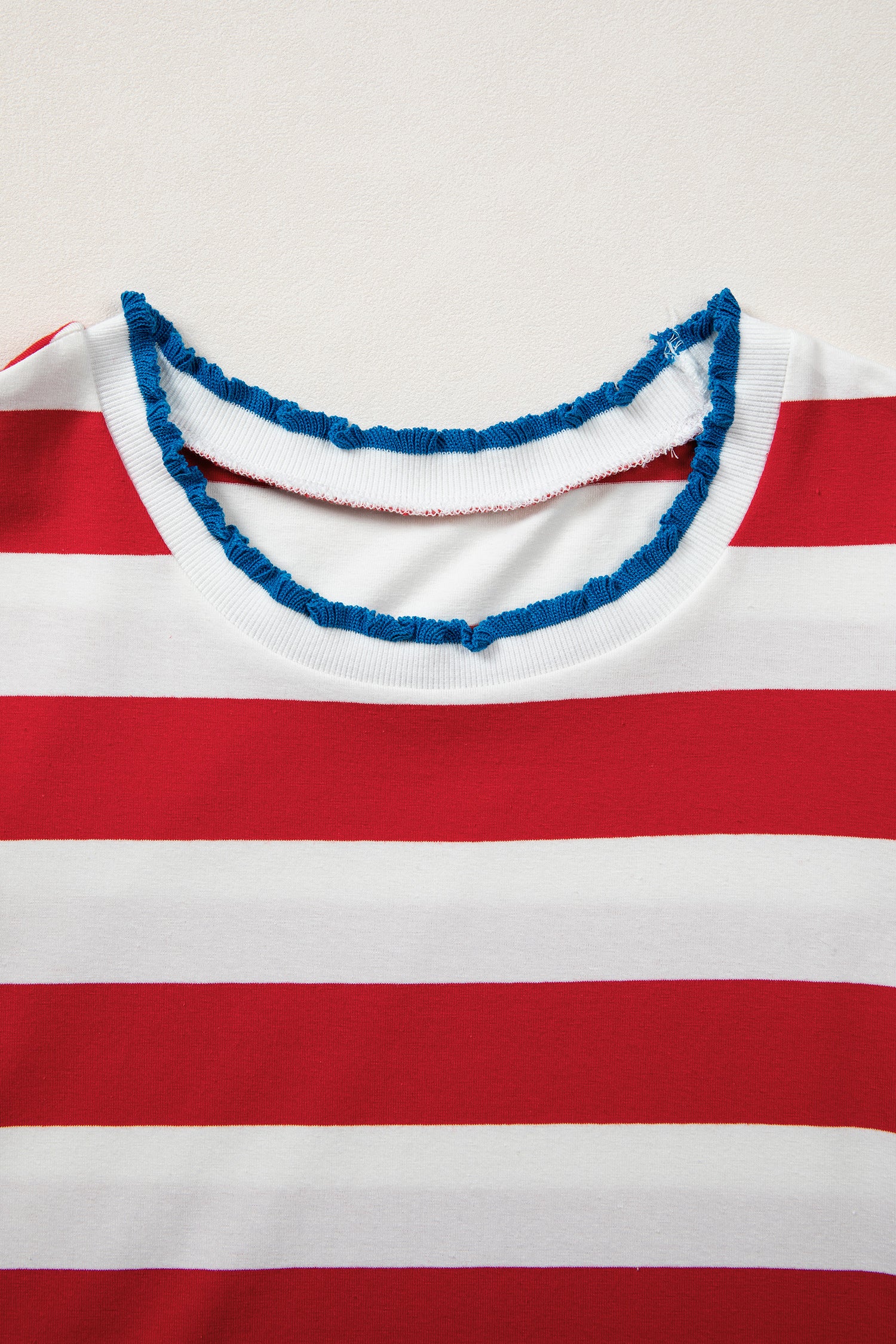 Stripe Contrast Trim Round Neck Short Puff Sleeve Shift Mini Dress
