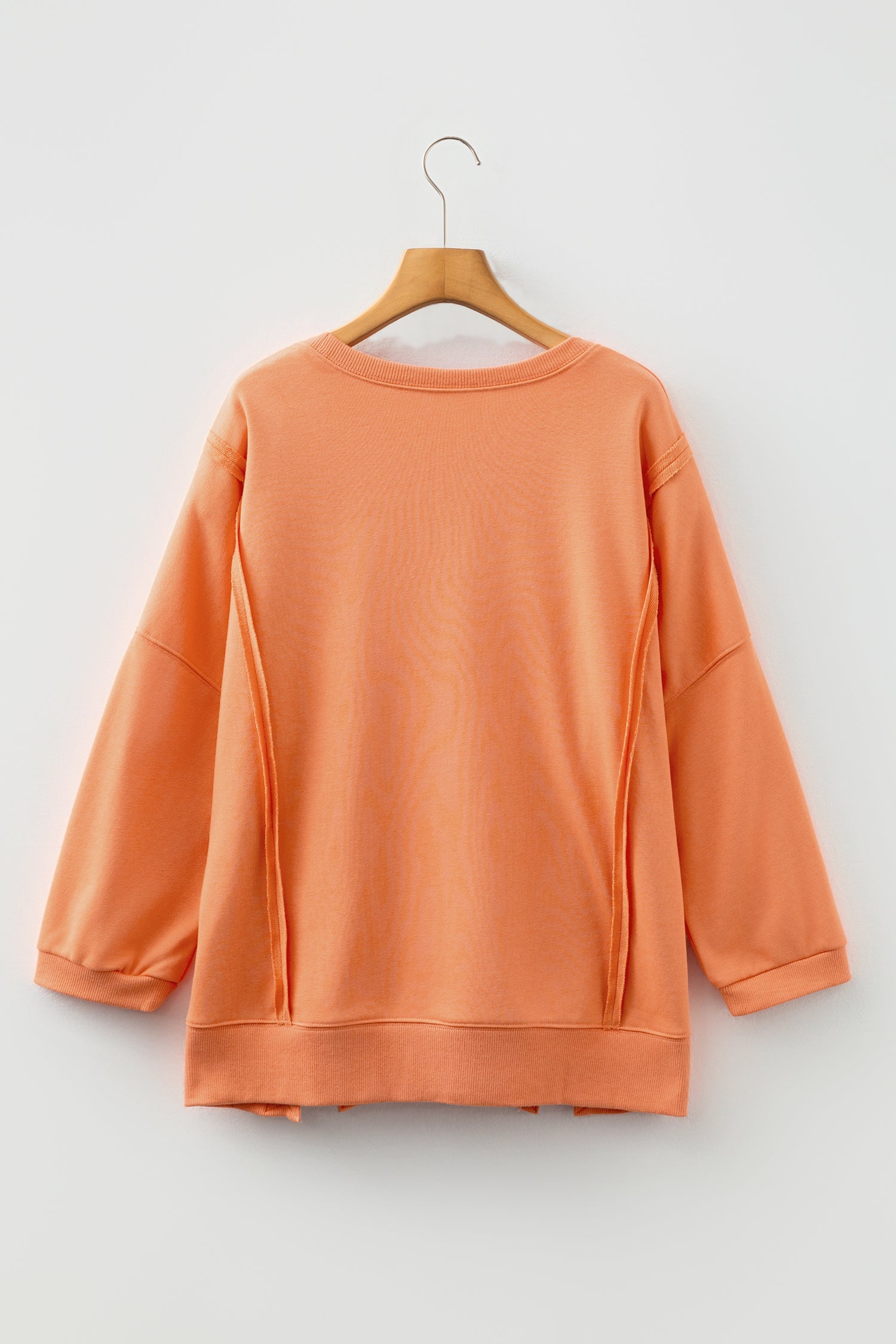 Floral Bow Patched Exposed Seam Oversized Sweatshirt - Tops/Sweatshirts & Hoodies