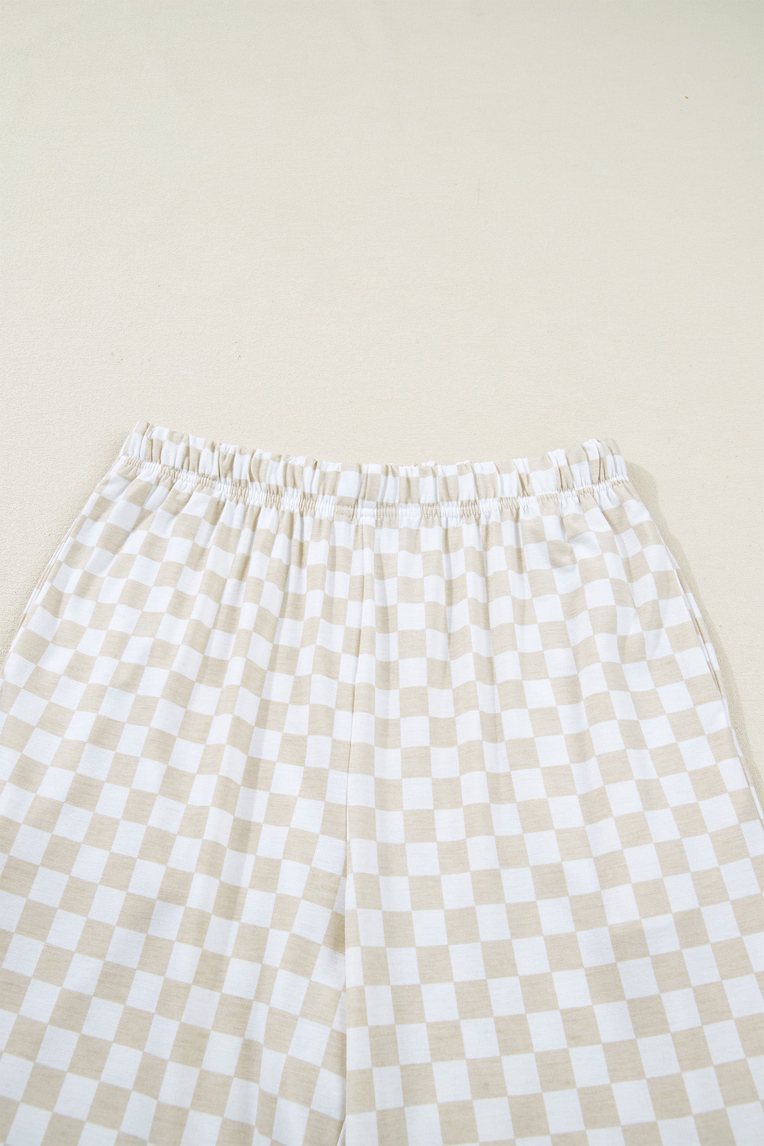 Checkered Print Half Sleeve Tee 2pcs Lounge Pant Set – Rose